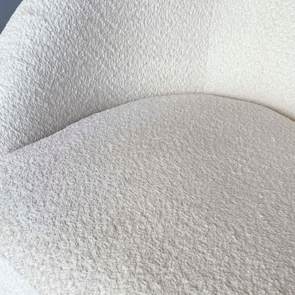 Plush White Bouclé Swivel Chair