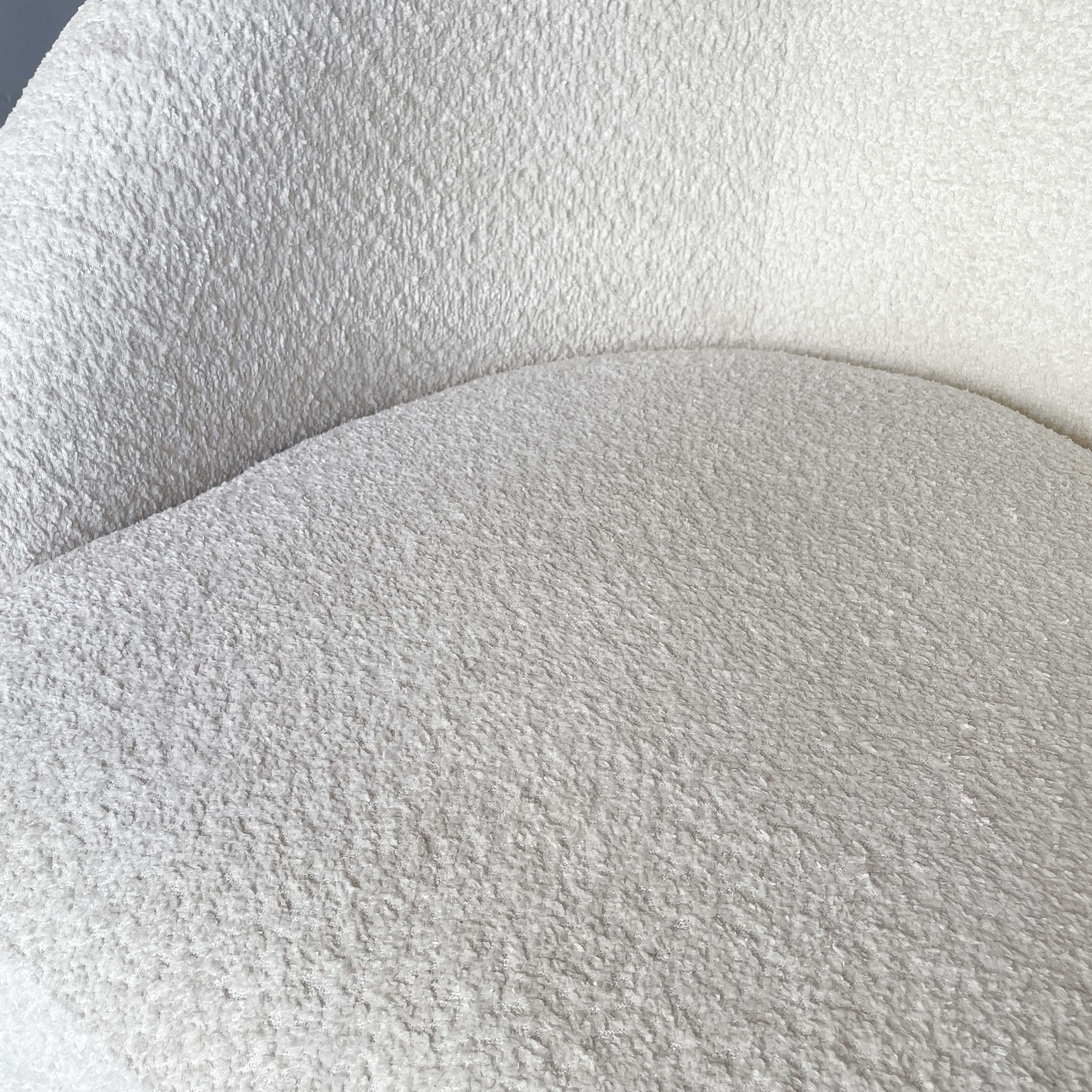Plush White Bouclé Swivel Chair