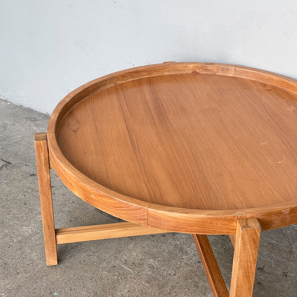 Round Tray-Top Solid Teak Coffee Table