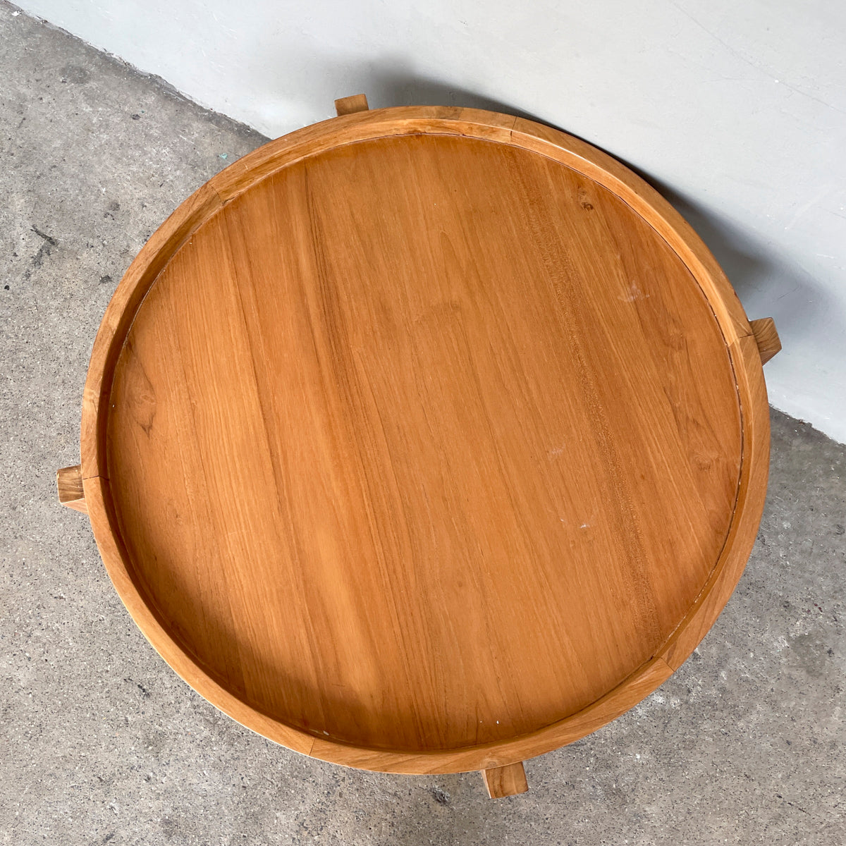 Round Tray-Top Solid Teak Coffee Table