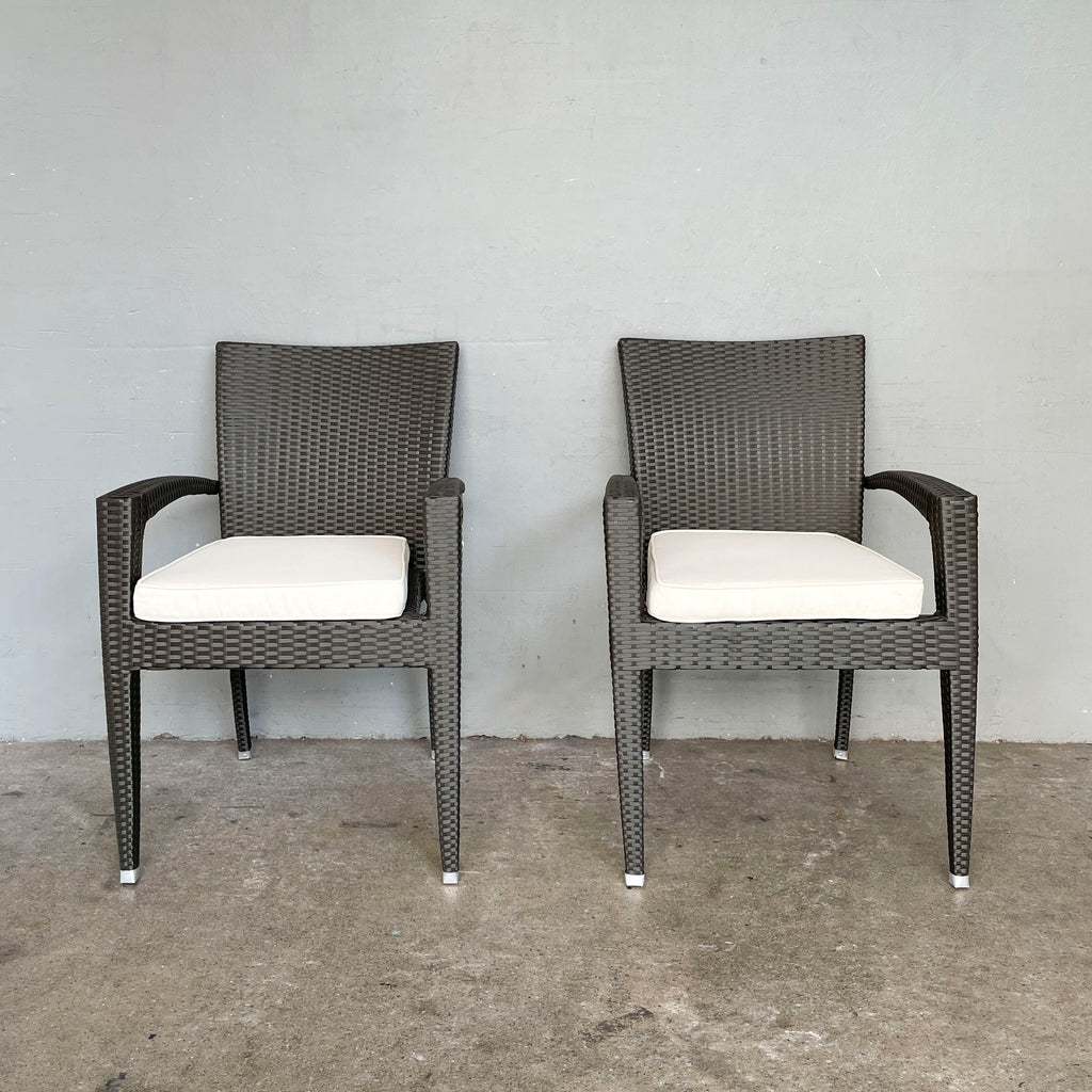 Pair of Synthetic Rattan Outdoor Armchairs