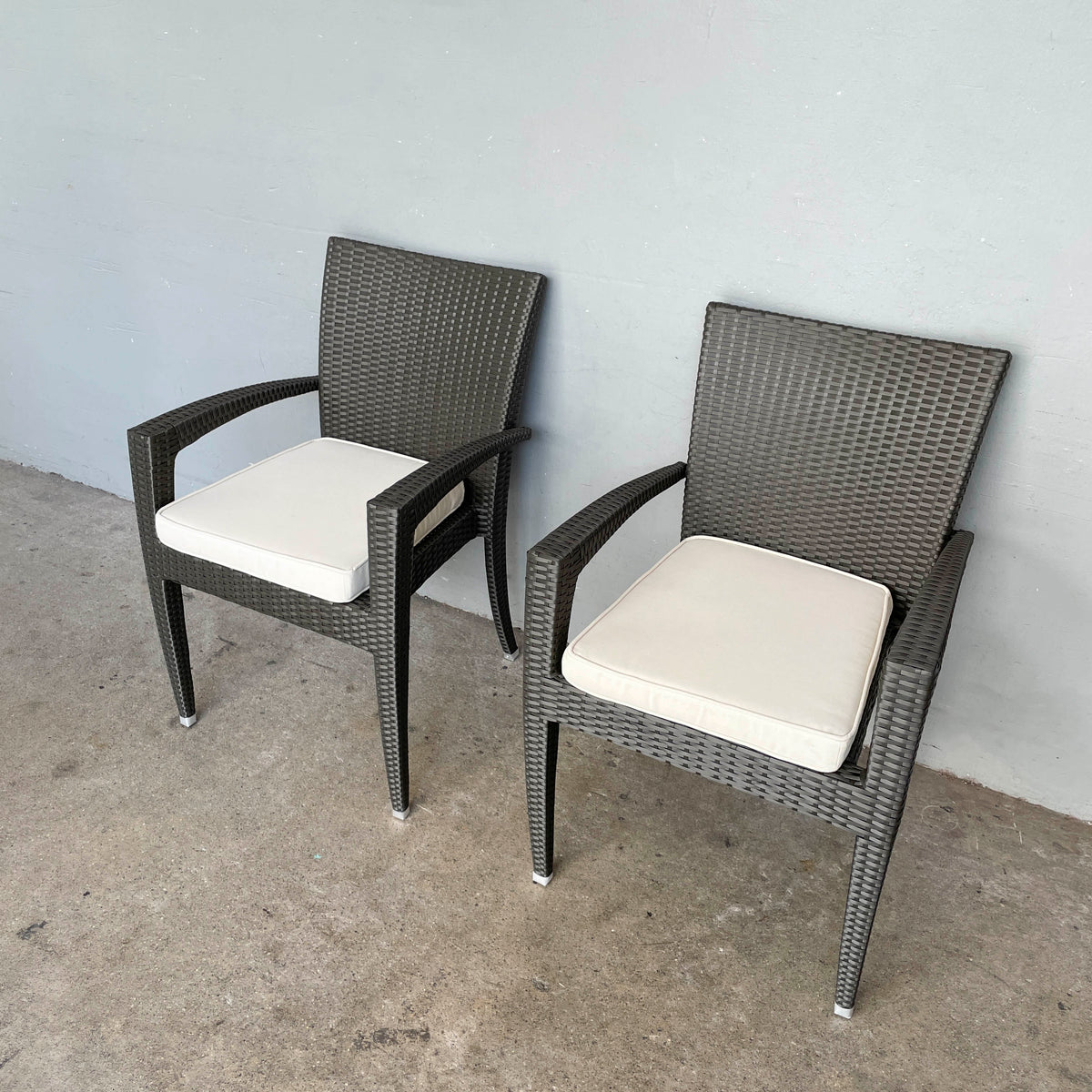 Pair of Synthetic Rattan Outdoor Armchairs
