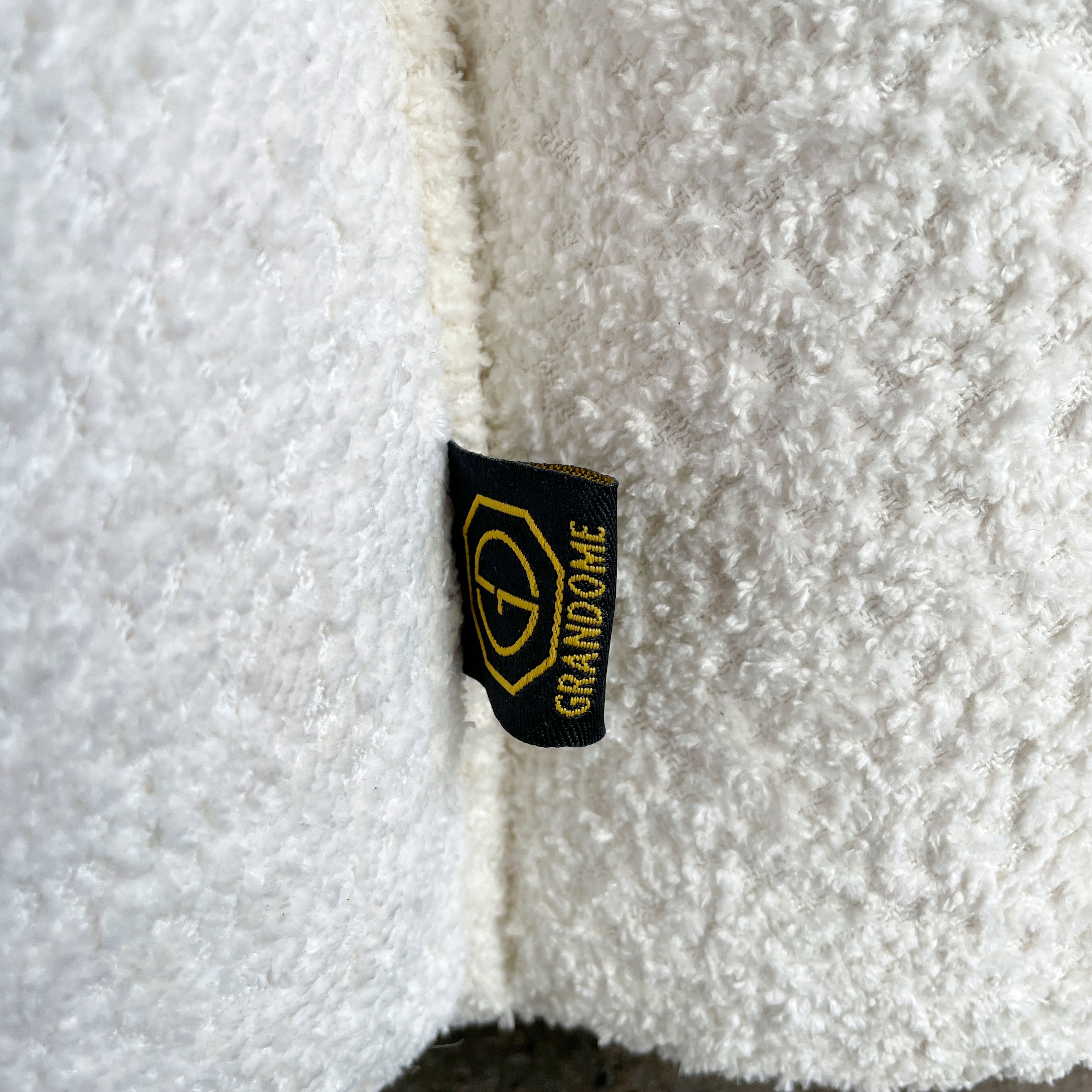 Plush White Bouclé Swivel Chair
