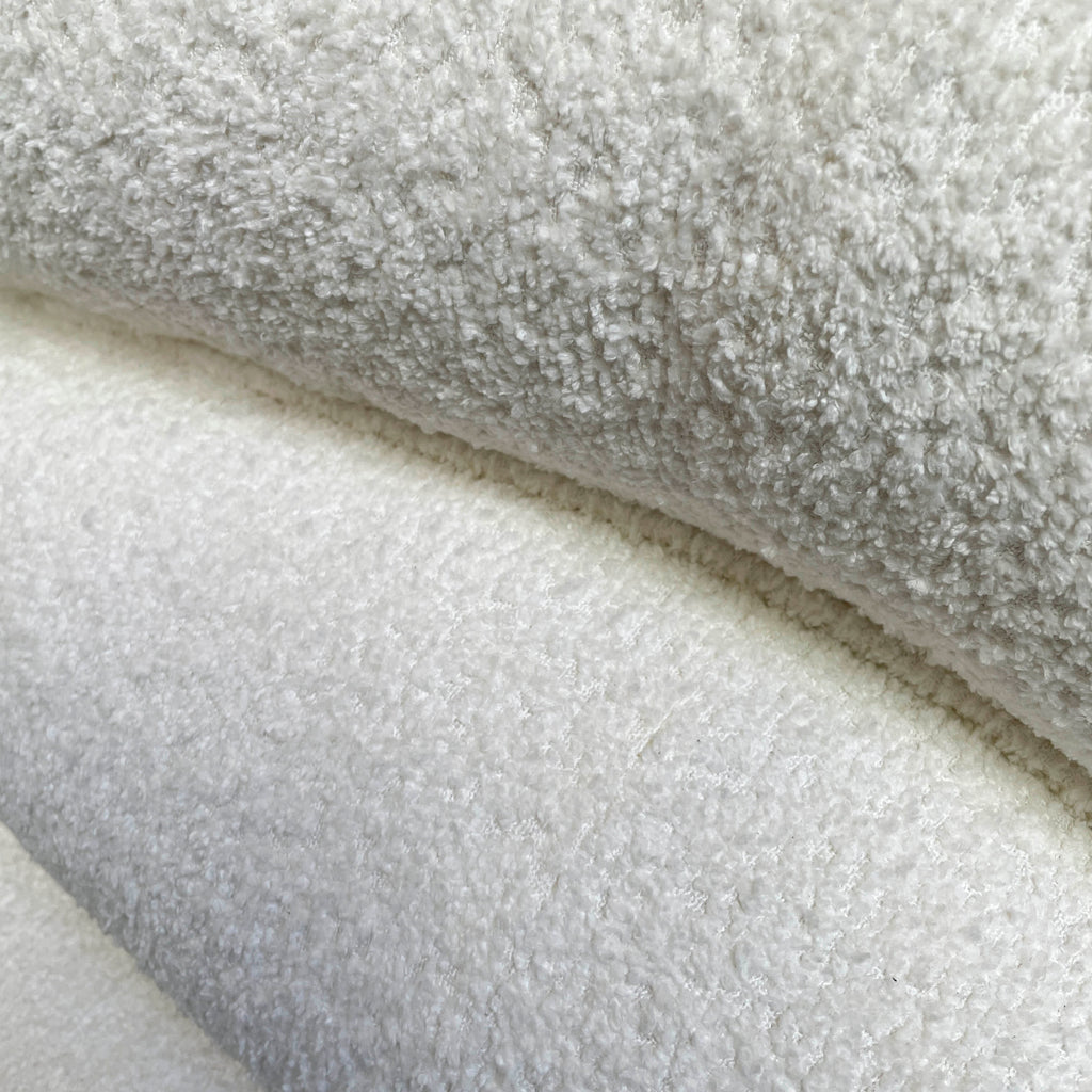 Plush White Bouclé Swivel Chair
