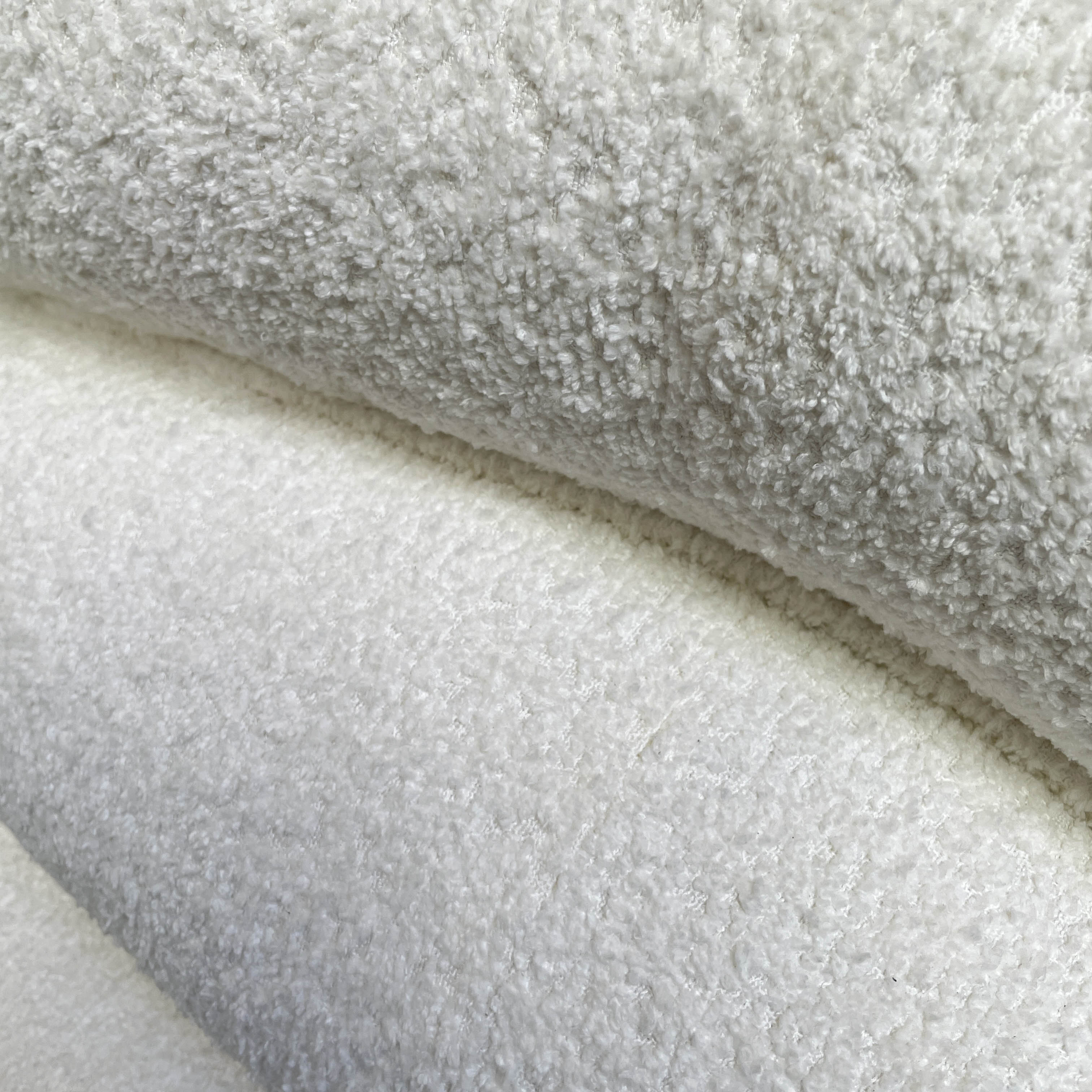 Plush White Bouclé Swivel Chair