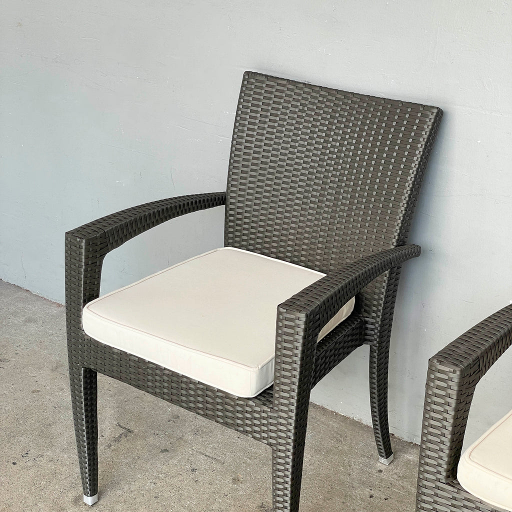 Pair of Synthetic Rattan Outdoor Armchairs