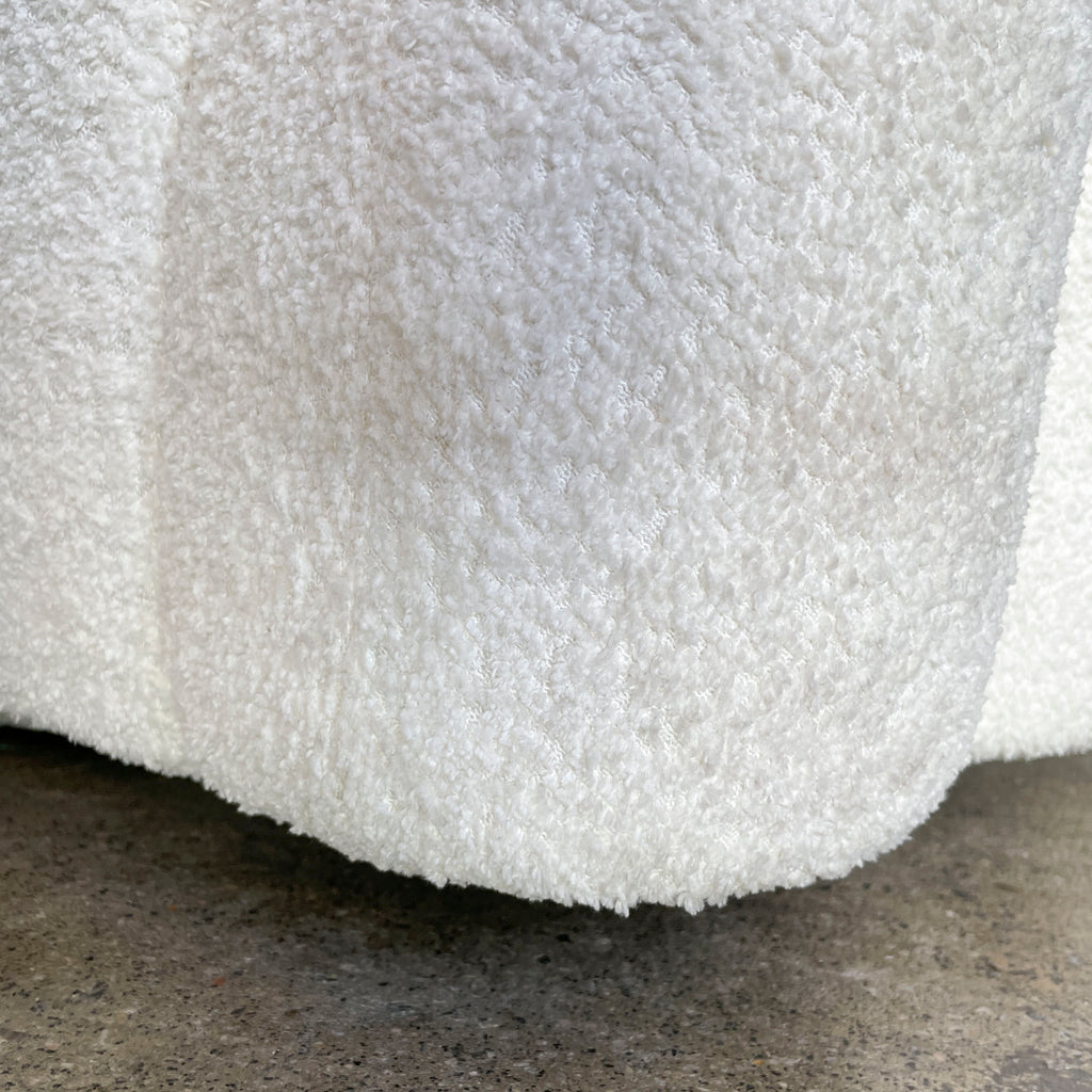 Plush White Bouclé Swivel Chair