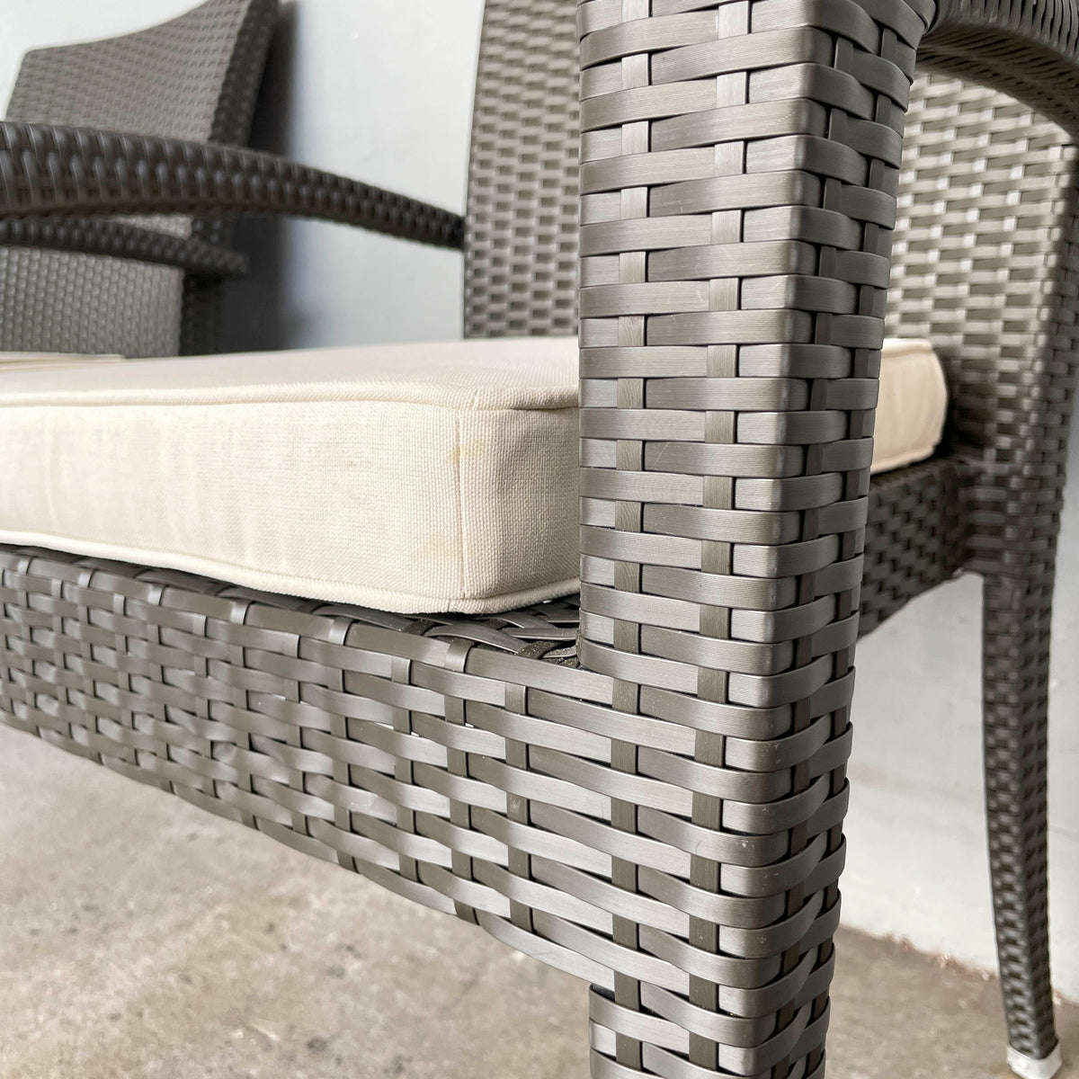 Pair of Synthetic Rattan Outdoor Armchairs