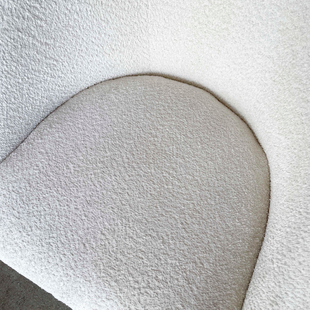 Plush White Bouclé Swivel Chair