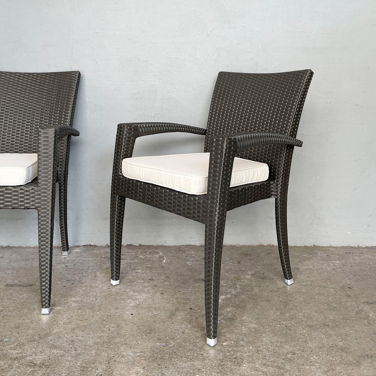 Pair of Synthetic Rattan Outdoor Armchairs