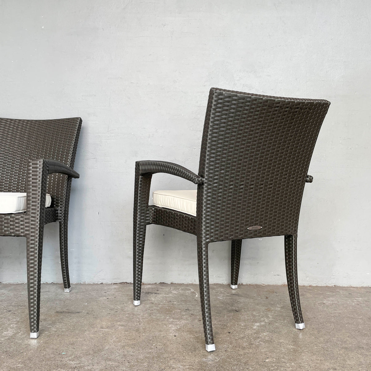 Pair of Synthetic Rattan Outdoor Armchairs