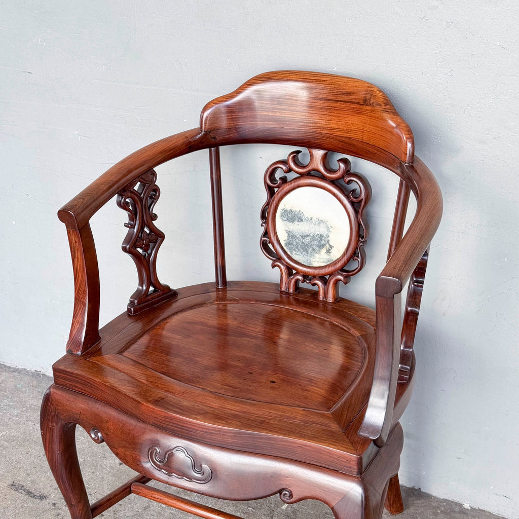Chinese Armchair Pair with Accent Table