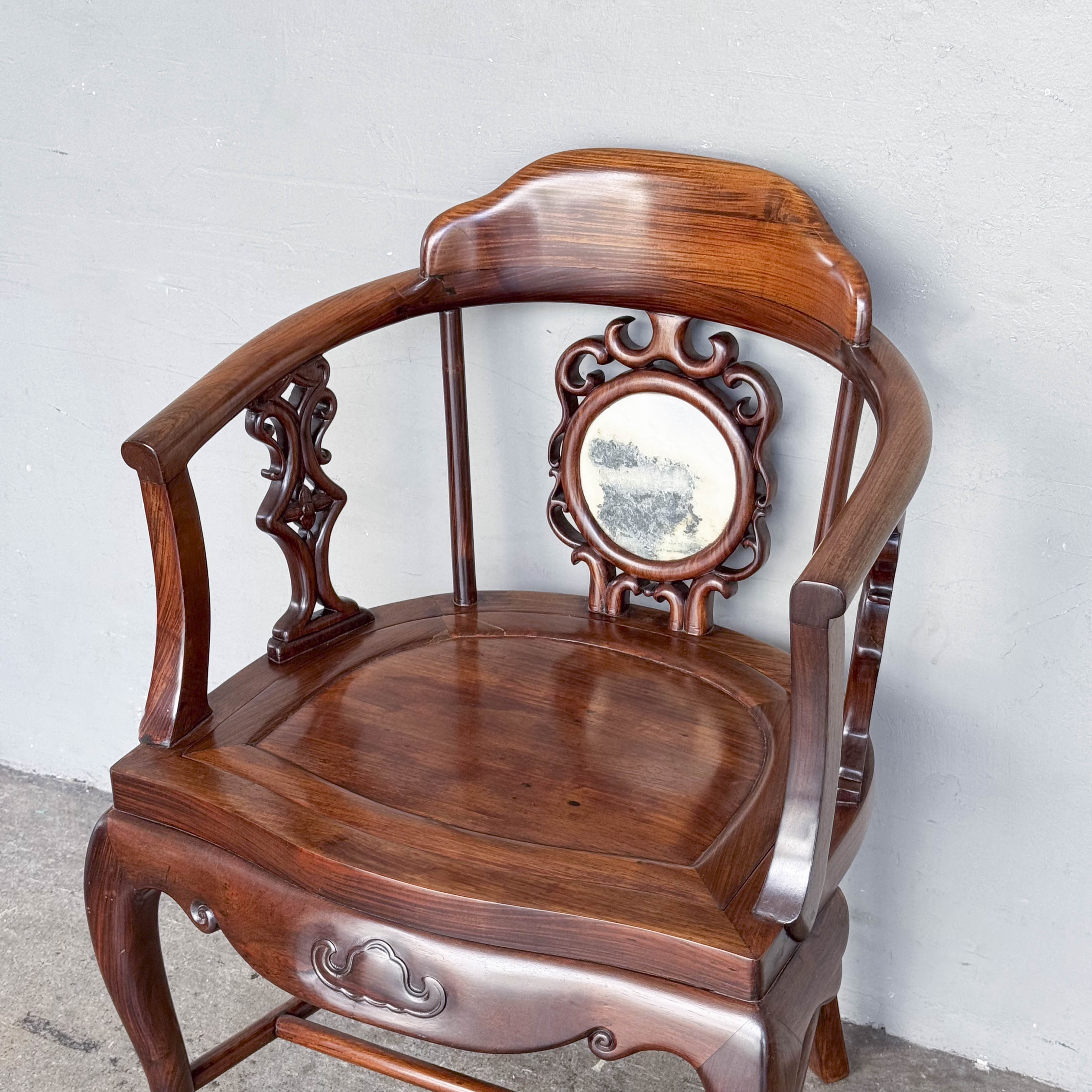 Chinese Armchair Pair with Accent Table