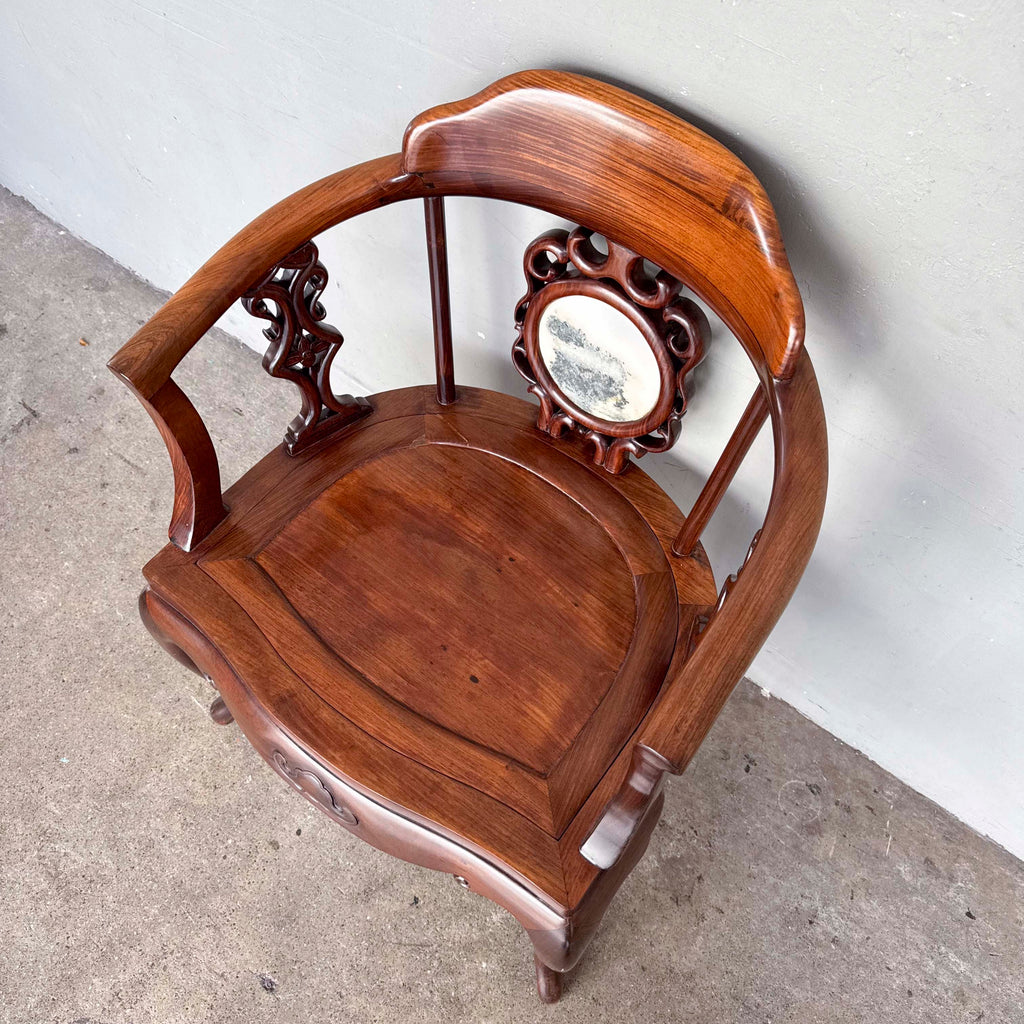 Chinese Armchair Pair with Accent Table