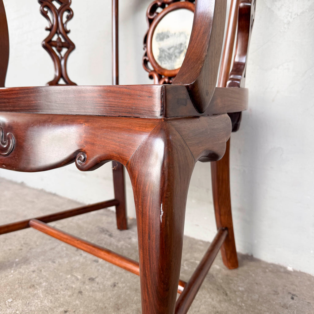 Chinese Armchair Pair with Accent Table
