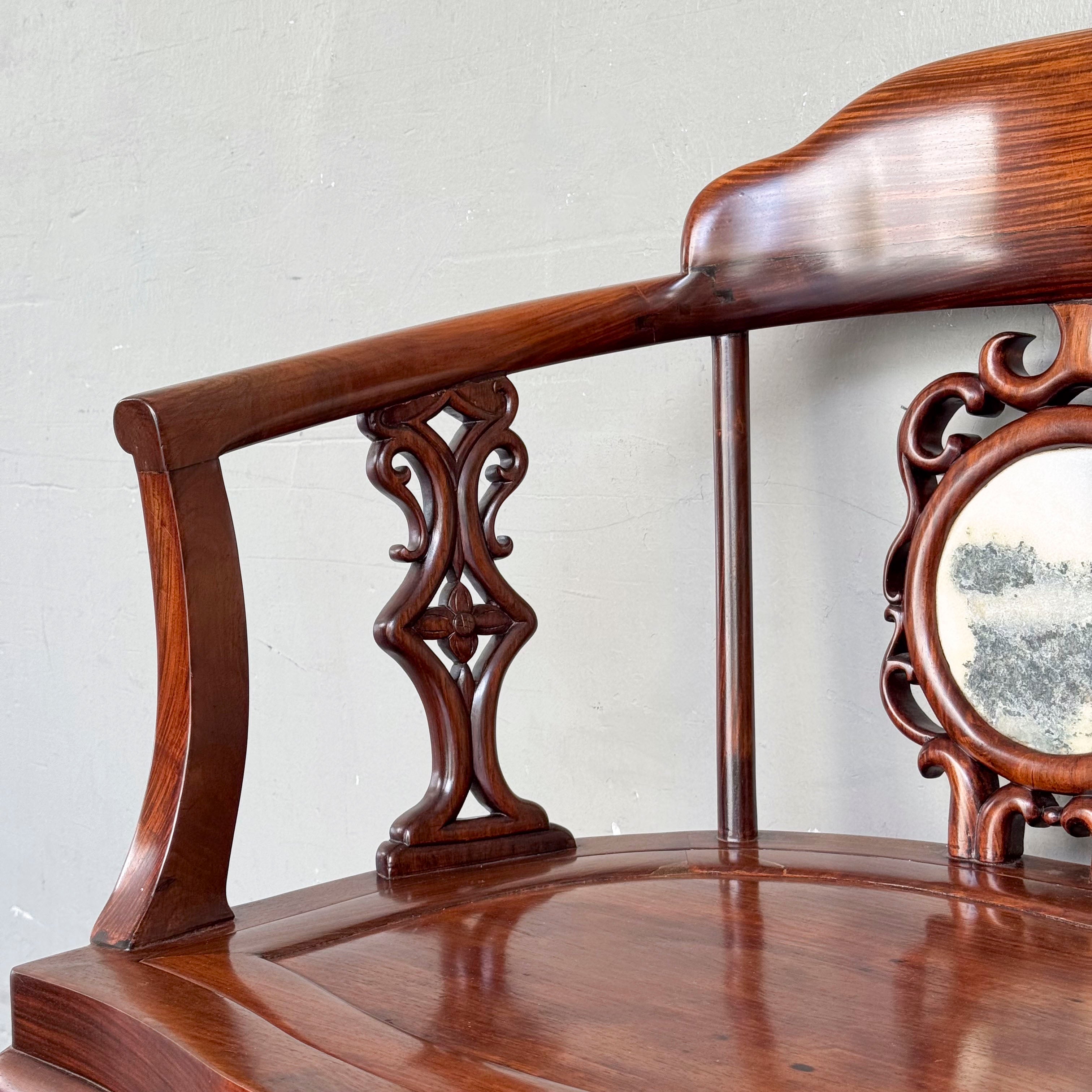 Chinese Armchair Pair with Accent Table