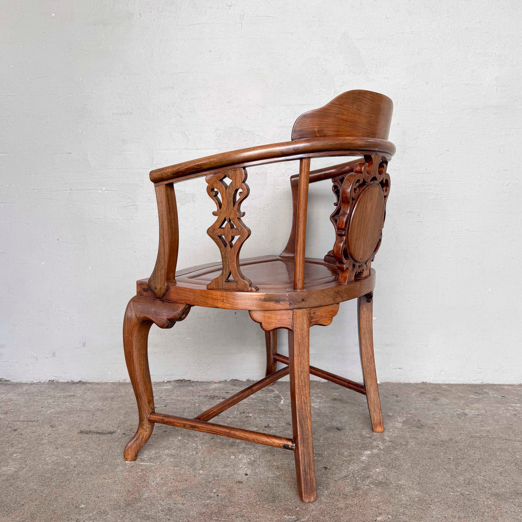 Chinese Armchair Pair with Accent Table