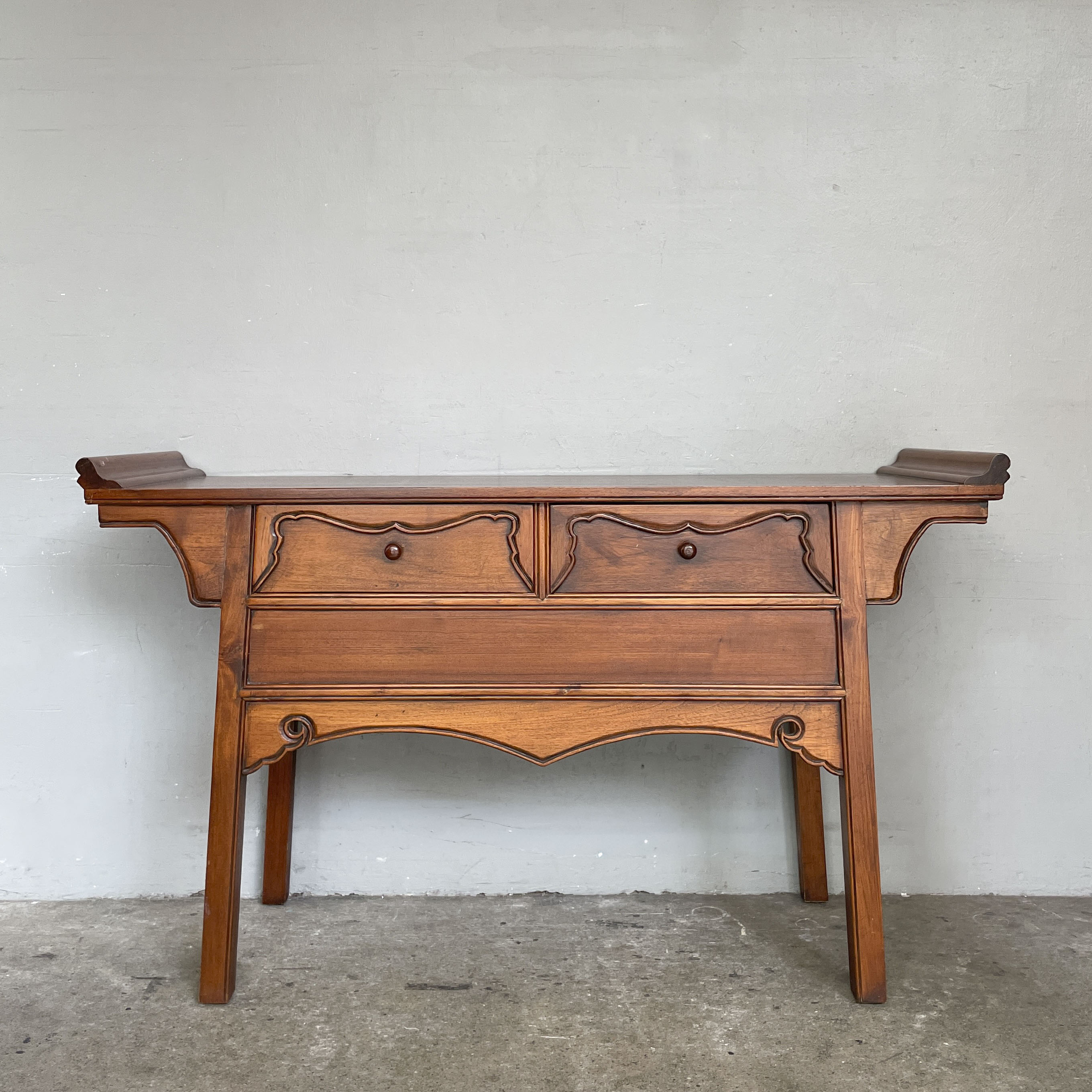 Oriental-Style Teak Console