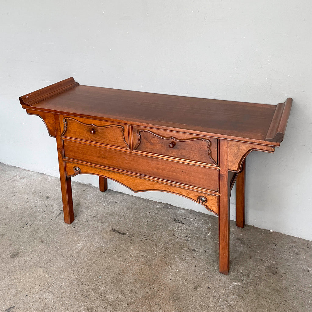 Oriental-Style Teak Console