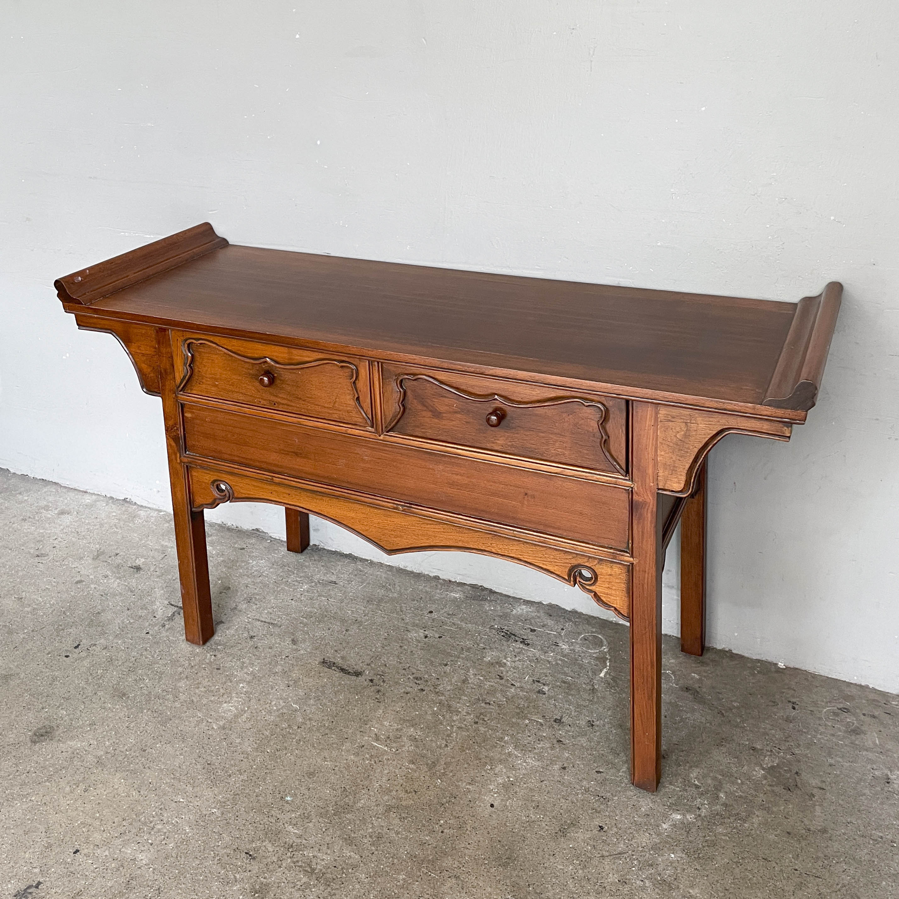 Oriental-Style Teak Console