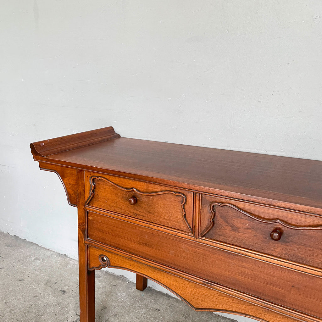 Oriental-Style Teak Console