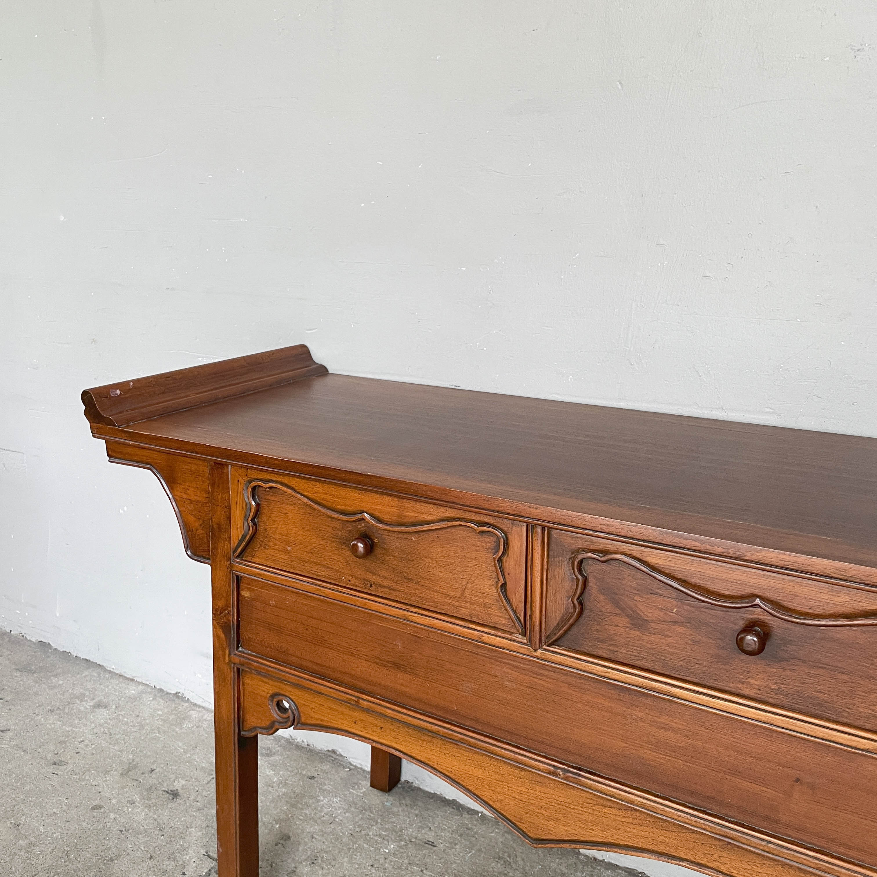 Oriental-Style Teak Console