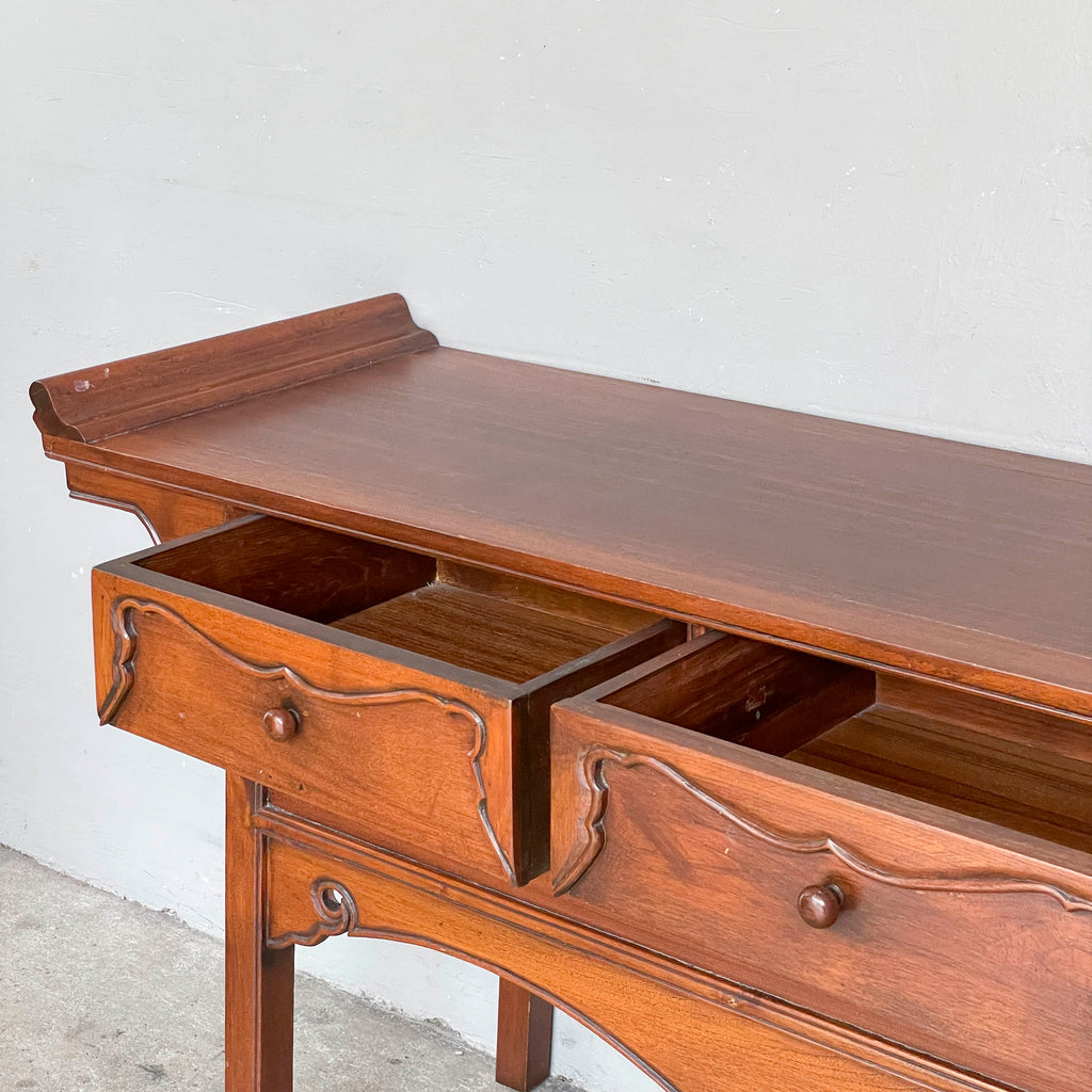 Oriental-Style Teak Console