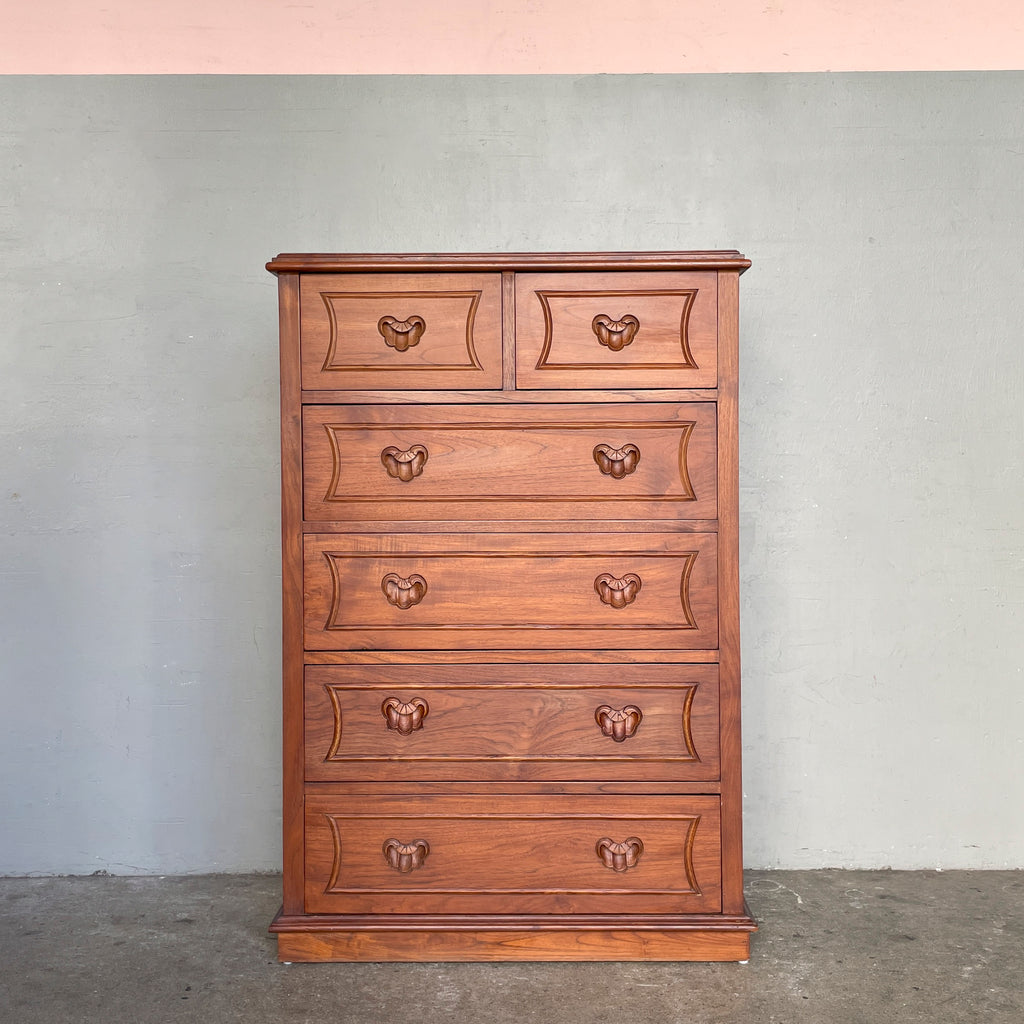 Solid Teak Chest of Drawer with Carved Handles