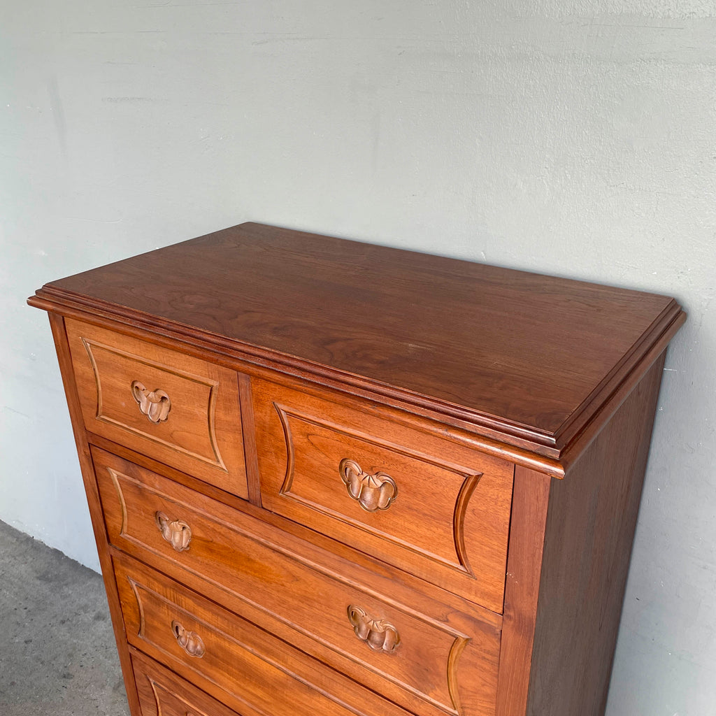 Solid Teak Chest of Drawer with Carved Handles