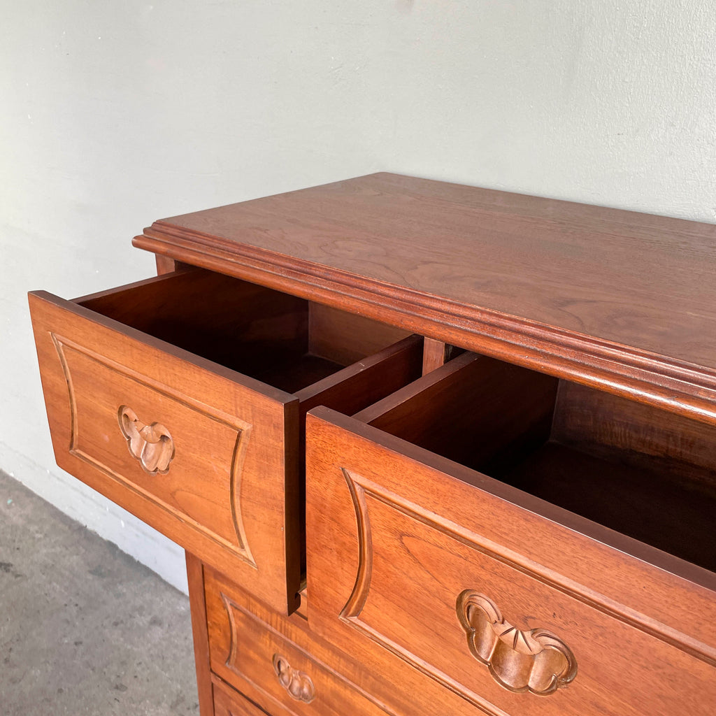 Solid Teak Chest of Drawer with Carved Handles