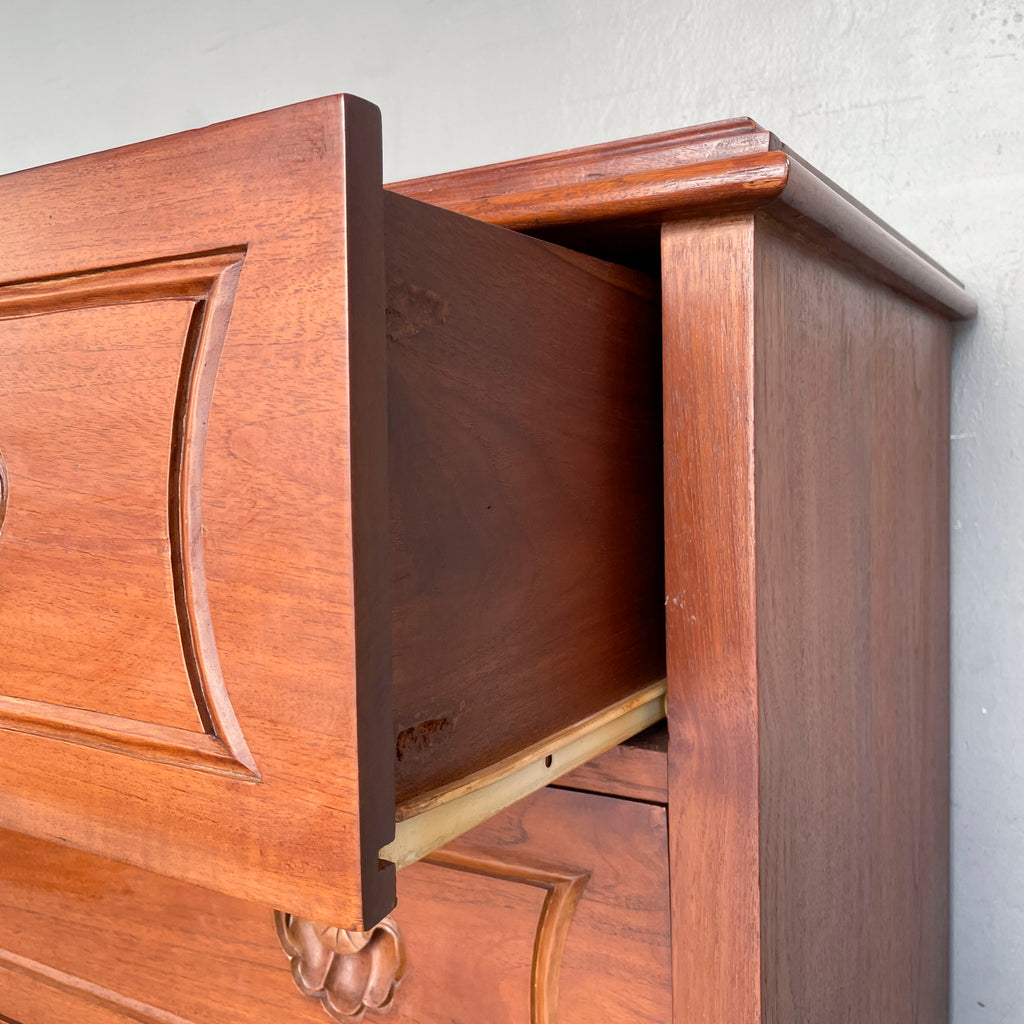 Solid Teak Chest of Drawer with Carved Handles