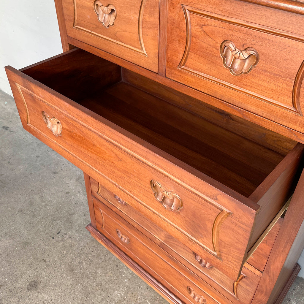Solid Teak Chest of Drawer with Carved Handles