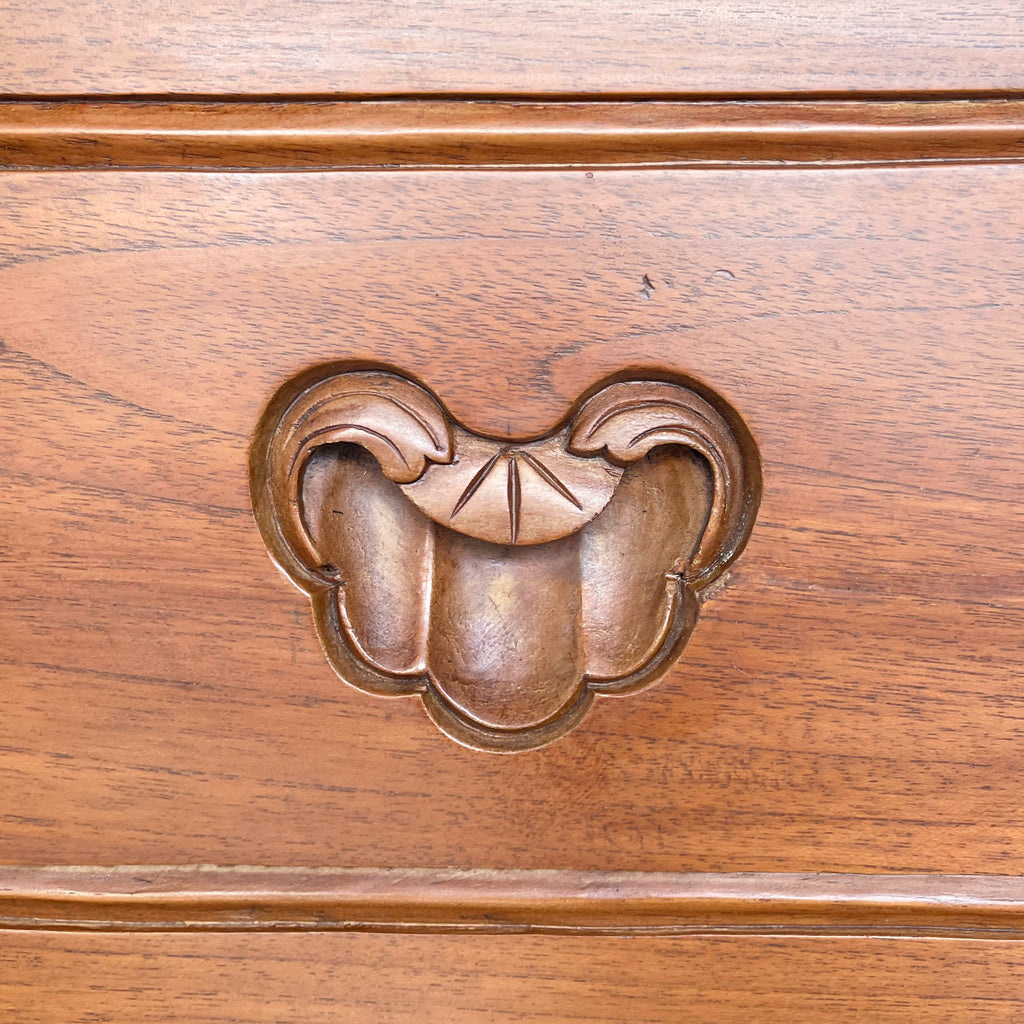 Solid Teak Chest of Drawer with Carved Handles