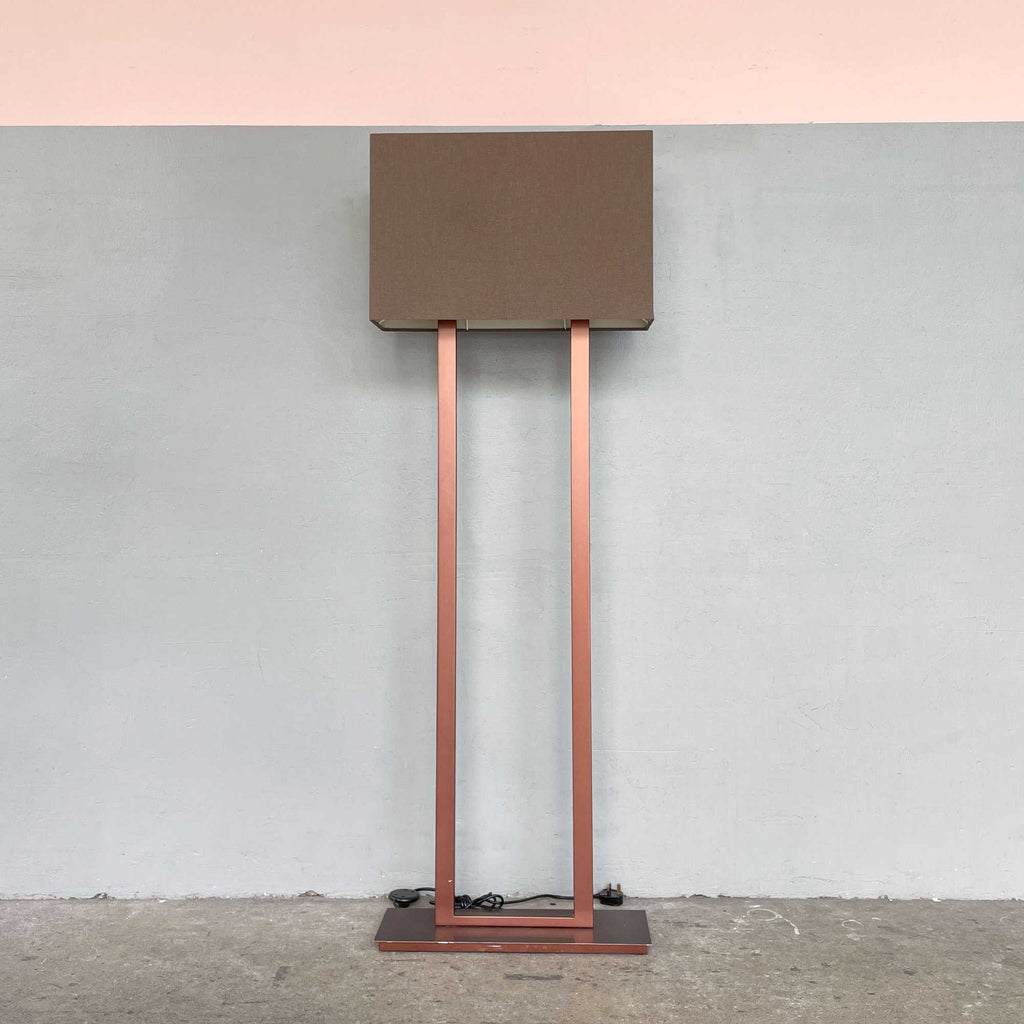 Rect Standing Lamp - Brown Shade with Metallic Bronze finish
