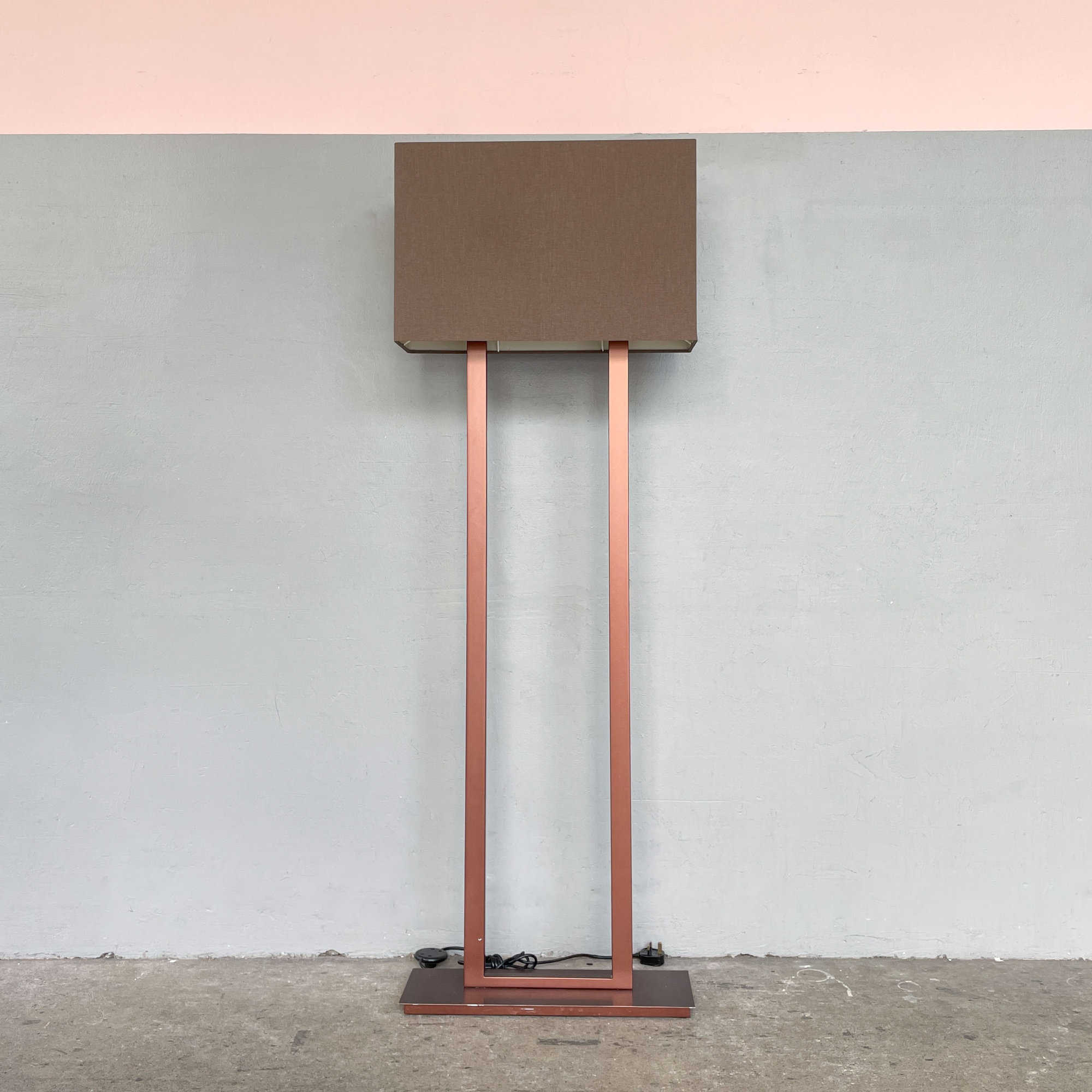 Rect Standing Lamp - Brown Shade with Metallic Bronze finish