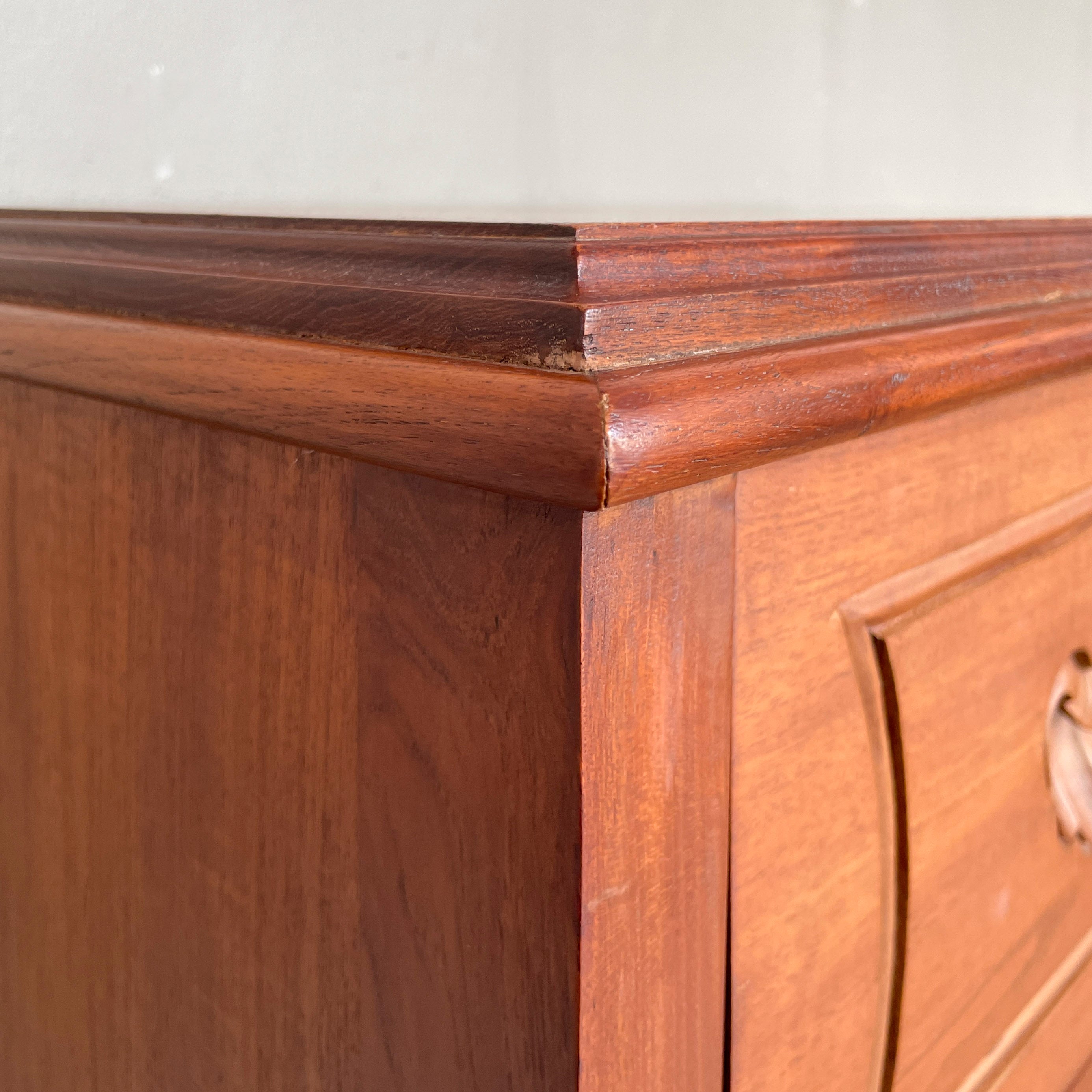 Solid Teak Chest of Drawer with Carved Handles