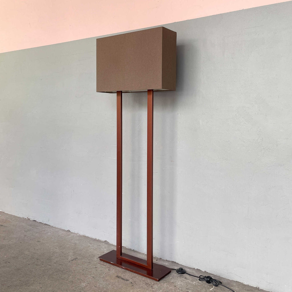 Rect Standing Lamp - Brown Shade with Metallic Bronze finish