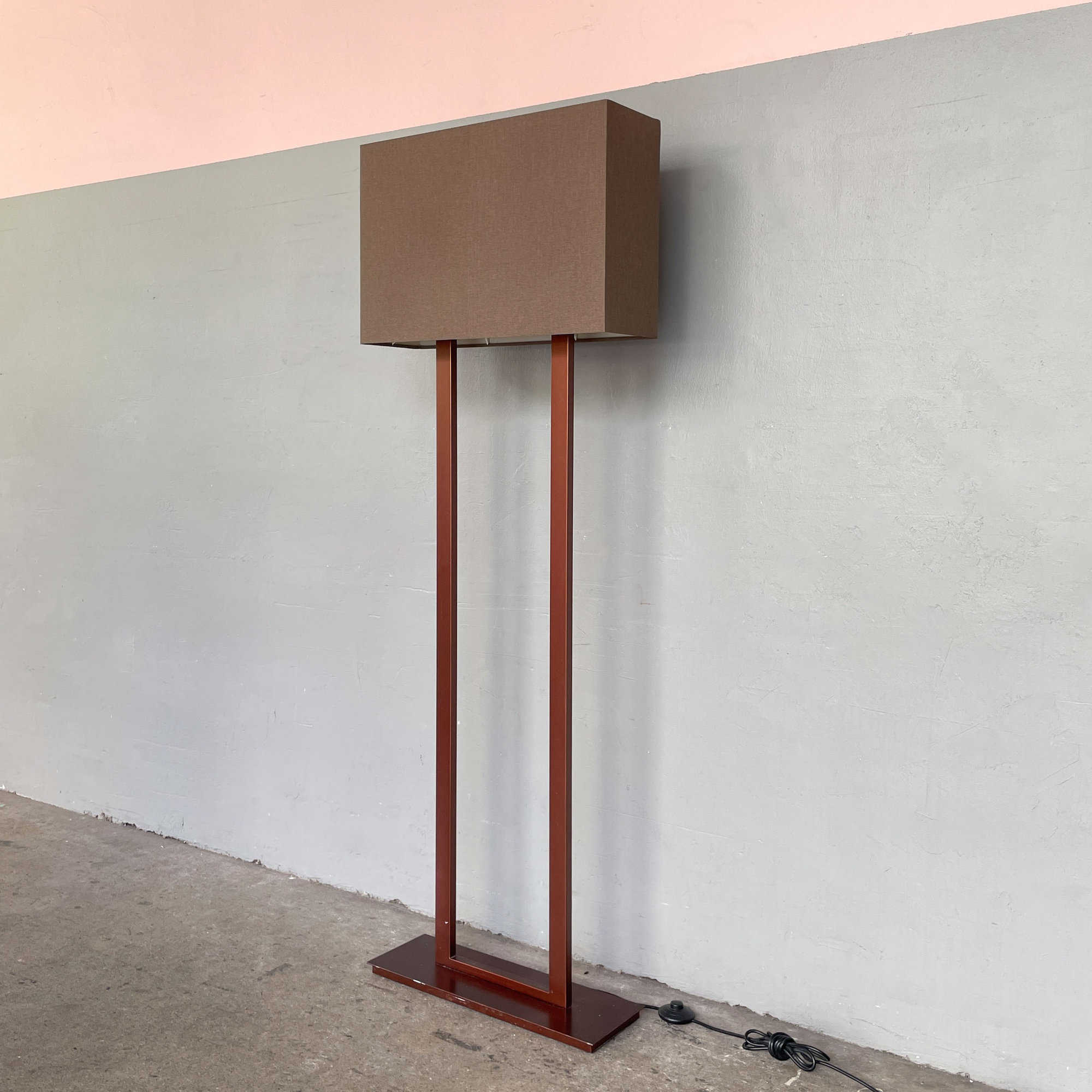 Rect Standing Lamp - Brown Shade with Metallic Bronze finish