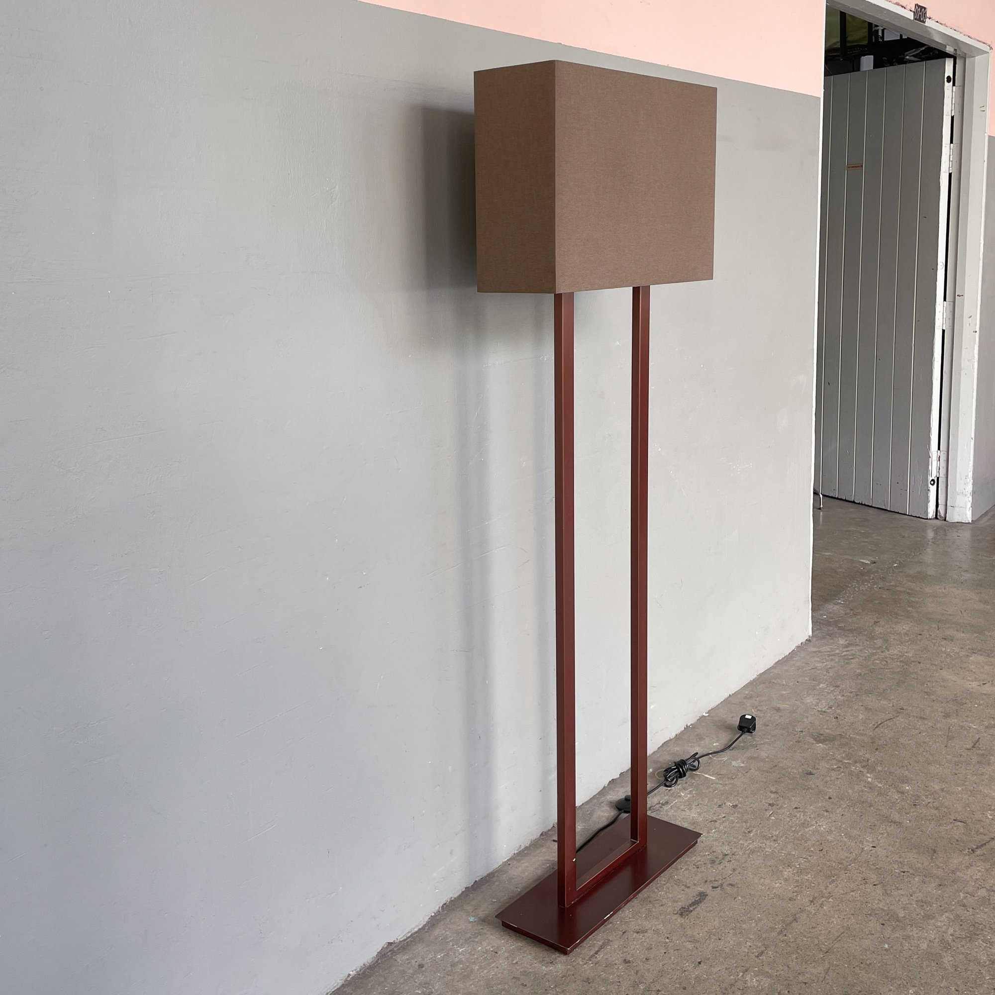 Rect Standing Lamp - Brown Shade with Metallic Bronze finish