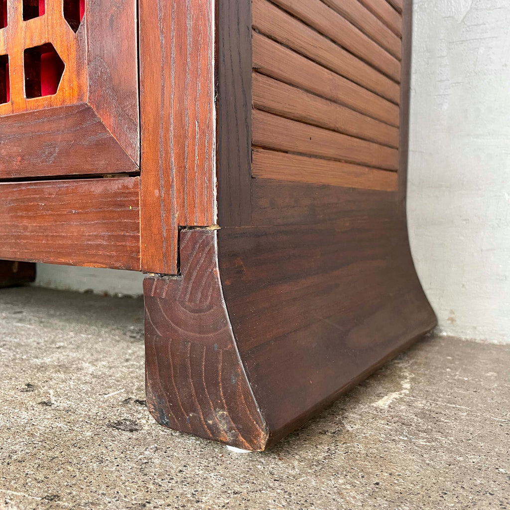 Tall Lattice Sliding Door Side Cabinet