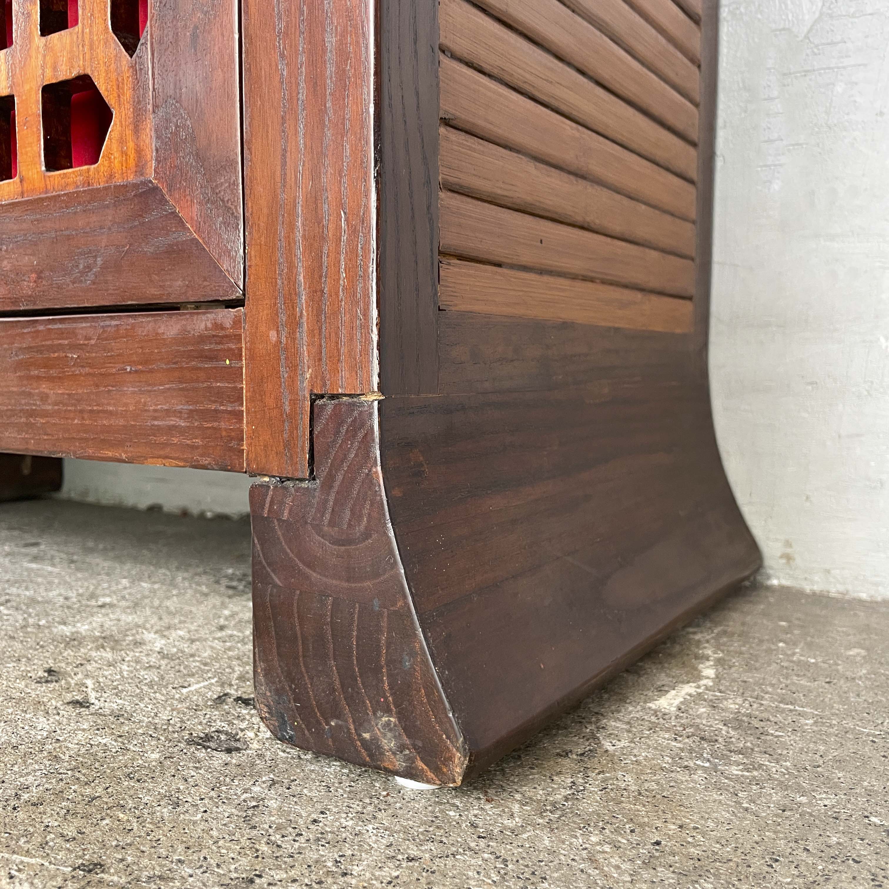 Tall Lattice Sliding Door Side Cabinet