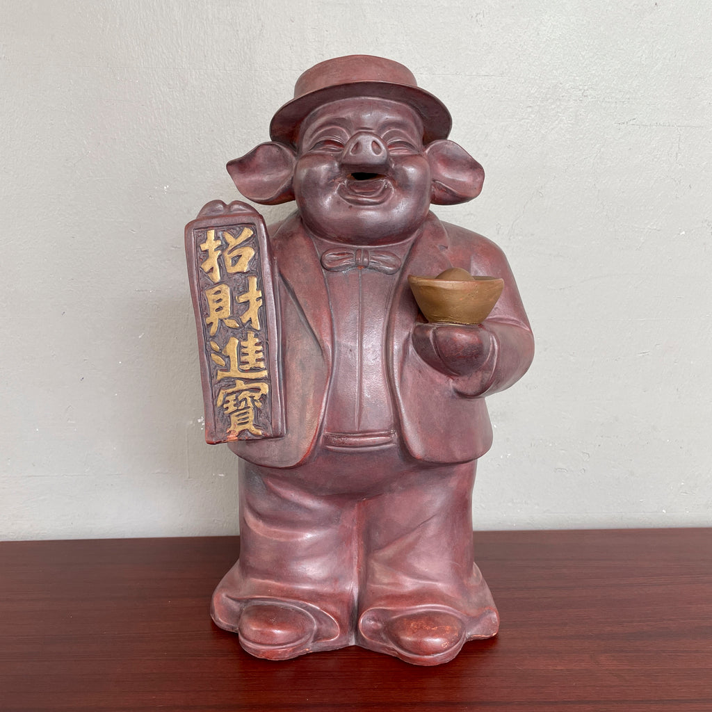 Gentleman "招财进宝" Pig Figurine