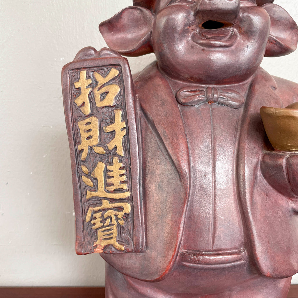Gentleman "招财进宝" Pig Figurine