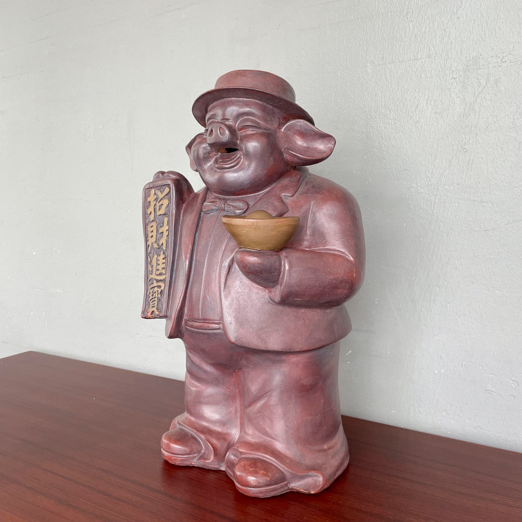 Gentleman "招财进宝" Pig Figurine