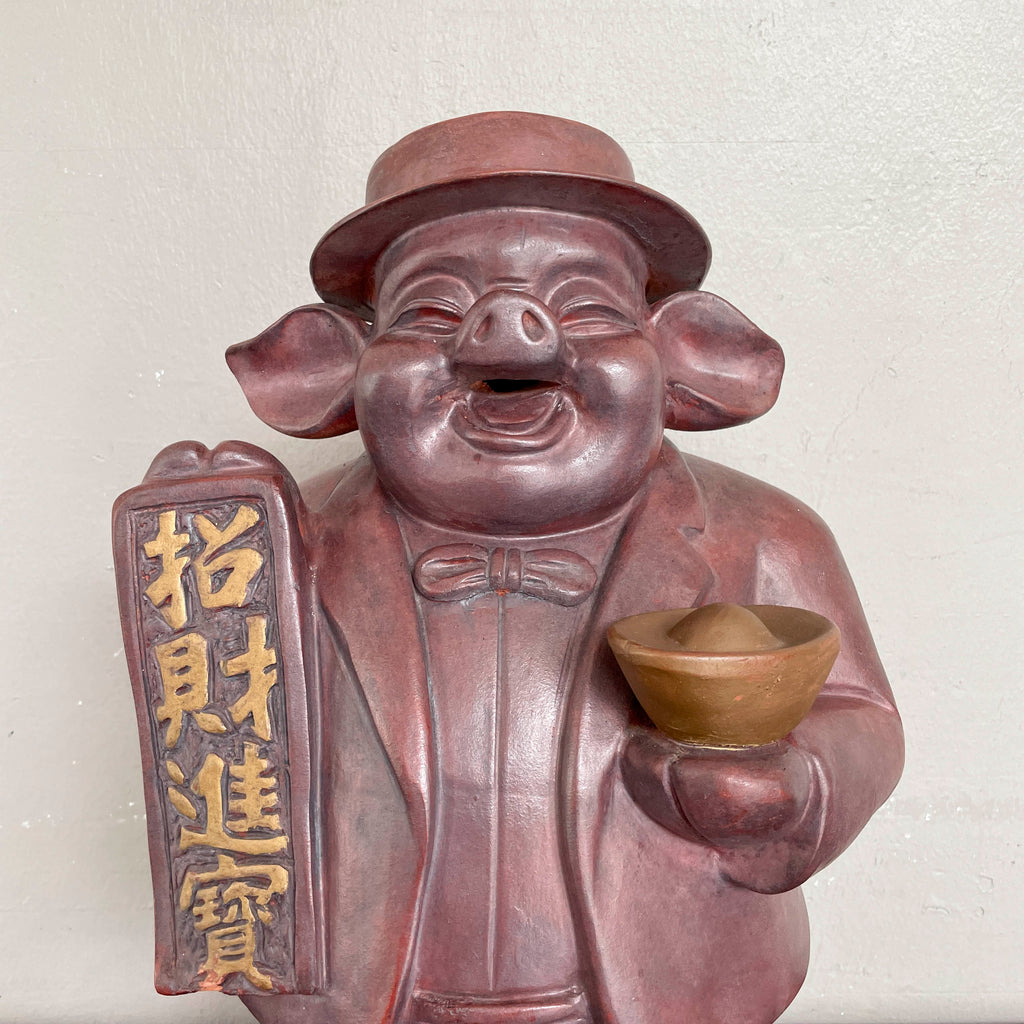 Gentleman "招财进宝" Pig Figurine