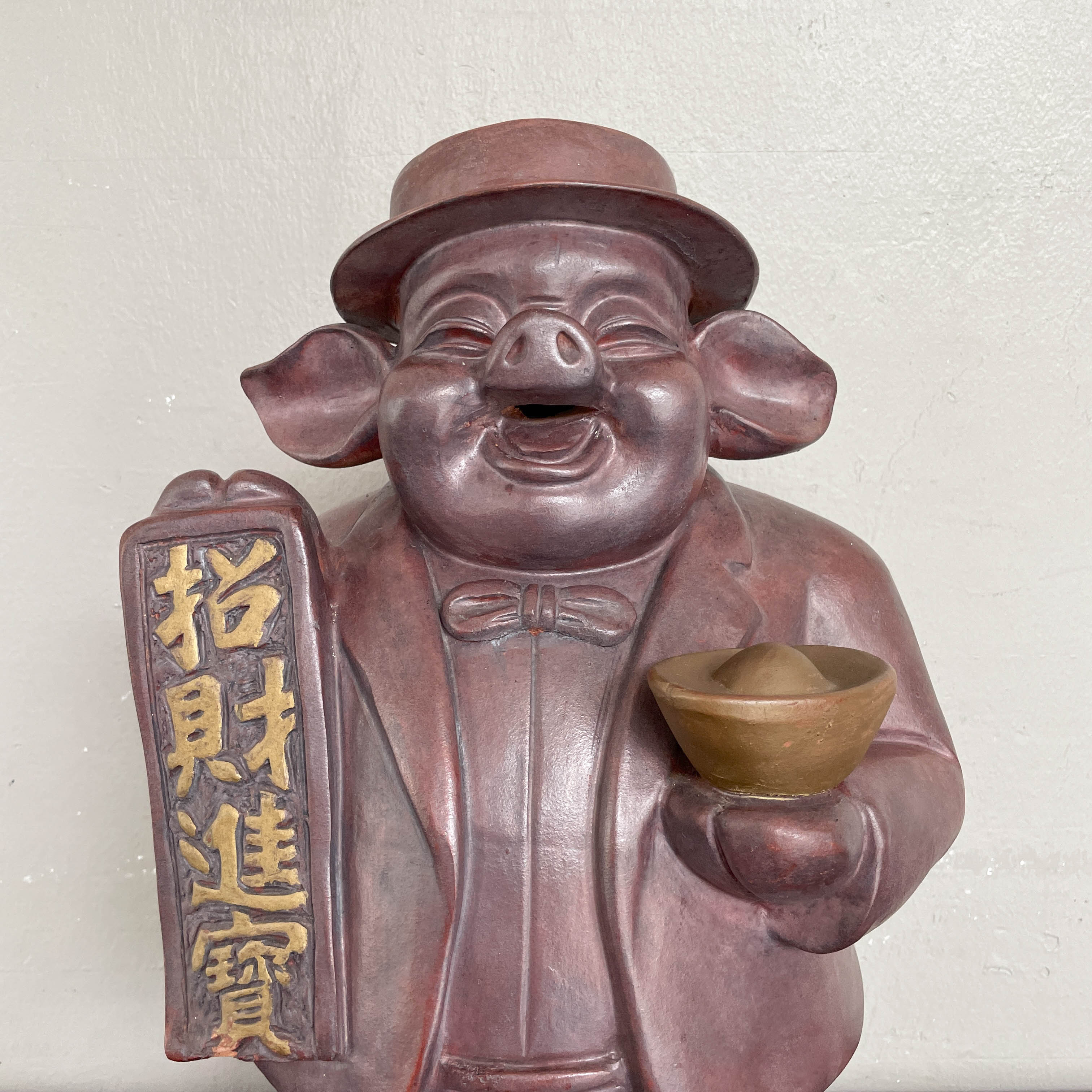 Gentleman "招财进宝" Pig Figurine
