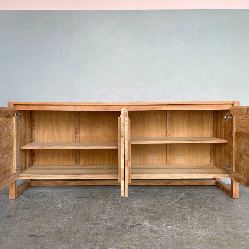 Teak & Acacia Sideboard with Textured Doors
