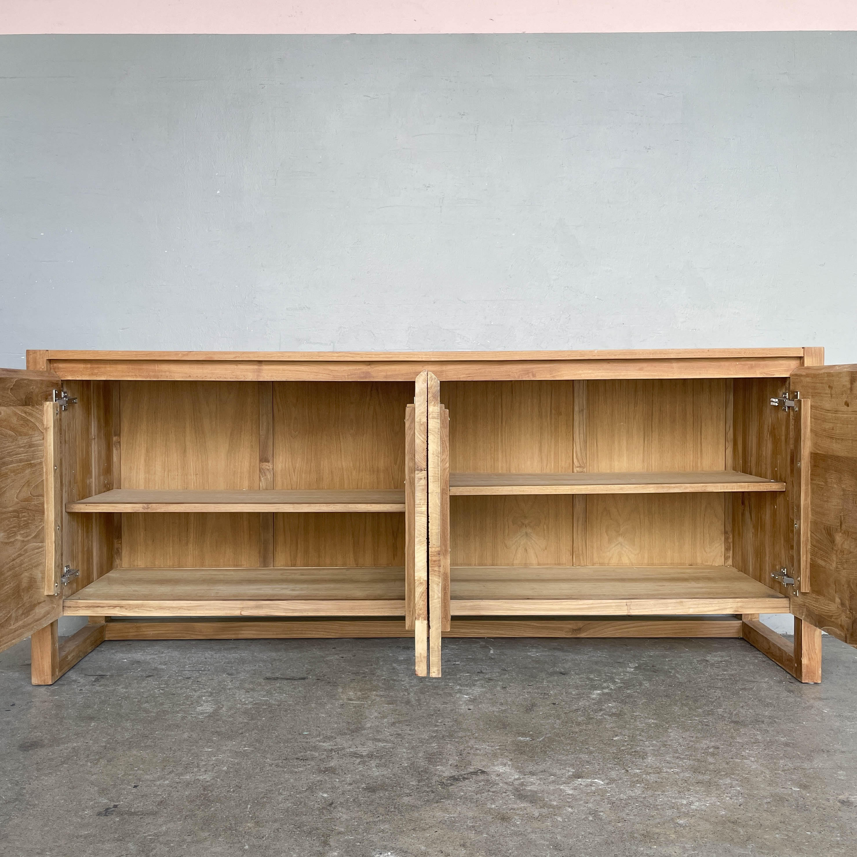 Teak & Acacia Sideboard with Textured Doors