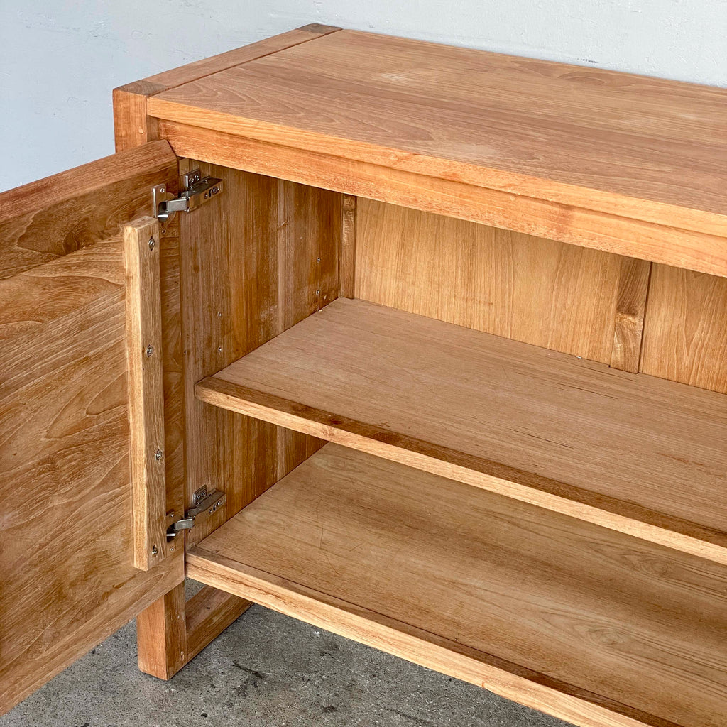 Teak & Acacia Sideboard with Textured Doors
