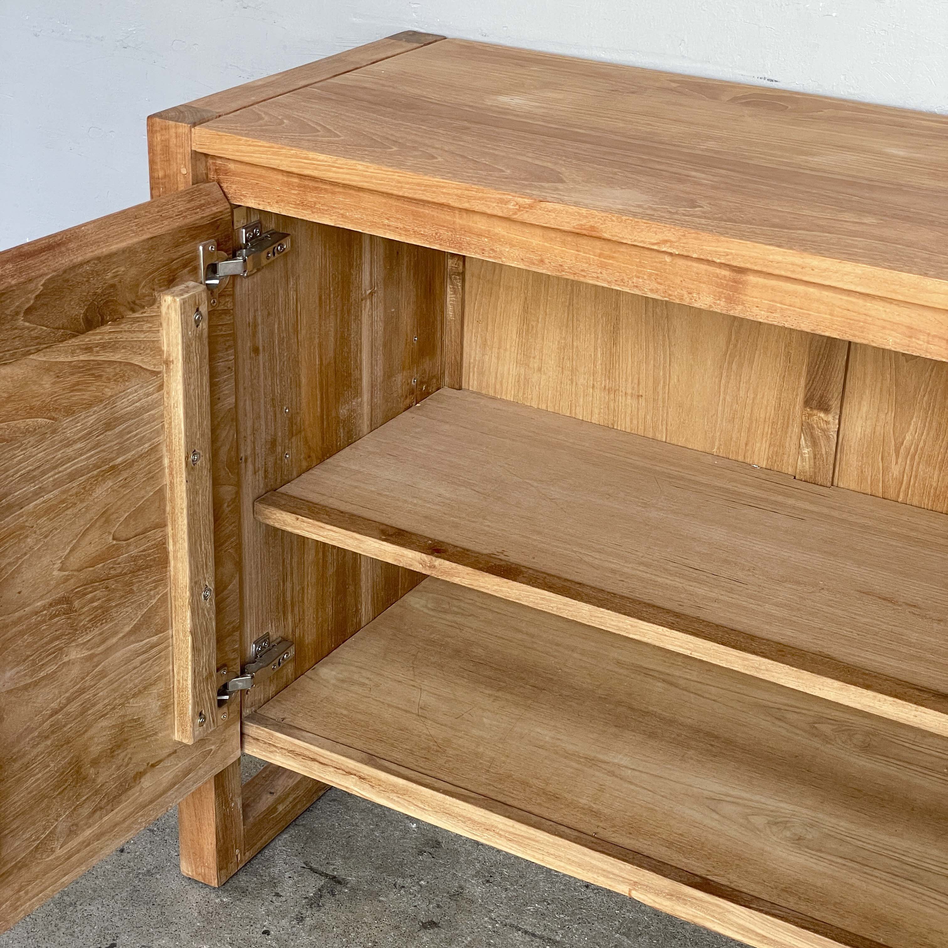 Teak & Acacia Sideboard with Textured Doors